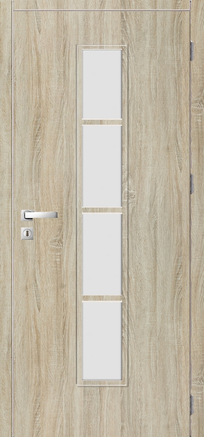 Usa de interior cu geam, gri, stanga, mdf, 206 x 78 cm, toc inclus Olga