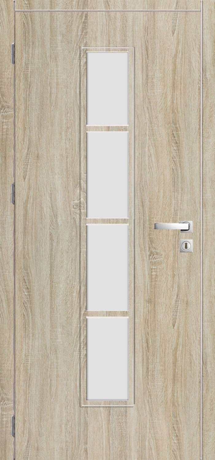 Usa de interior cu geam, gri, dreapta, mdf, 206 x 78 cm, toc inclus Olga