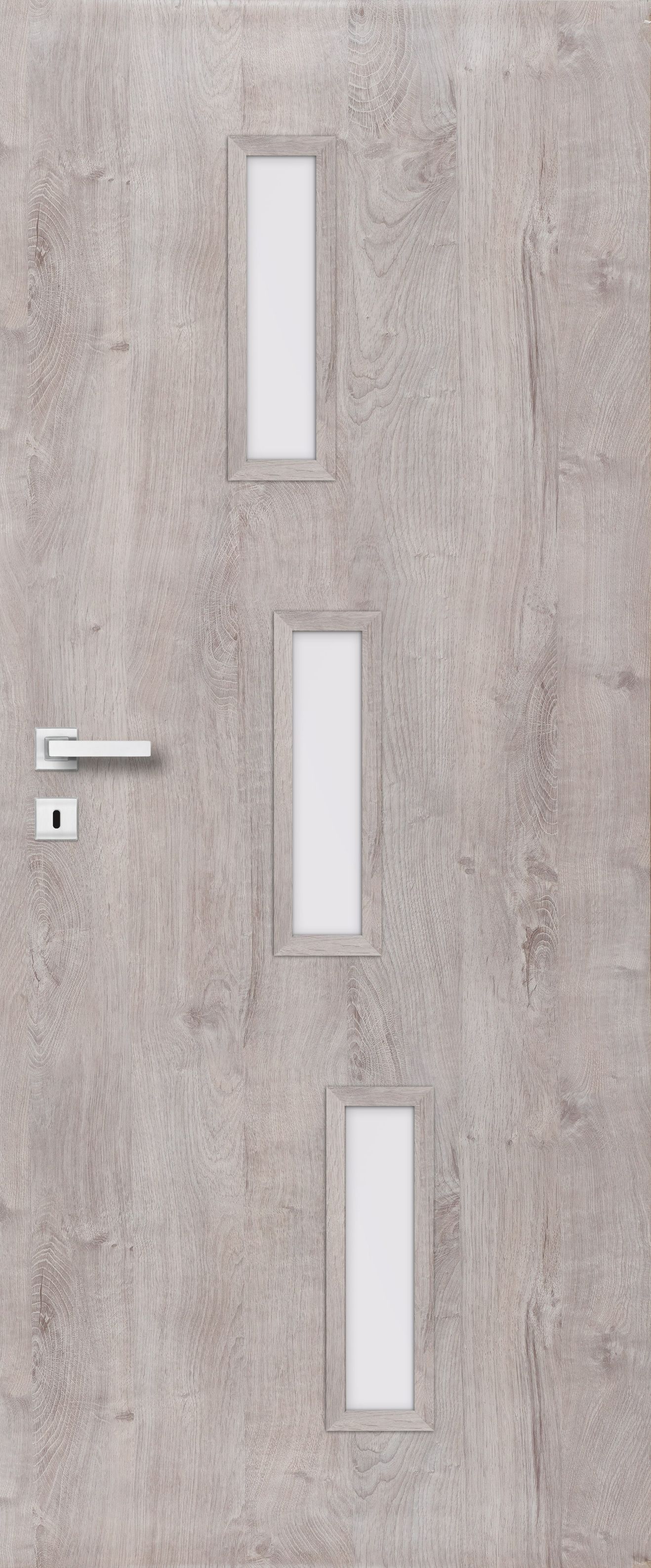 Usa de interior cu geam, gri, dreapta, mdf, 206 x 68 cm, toc inclus • Roma