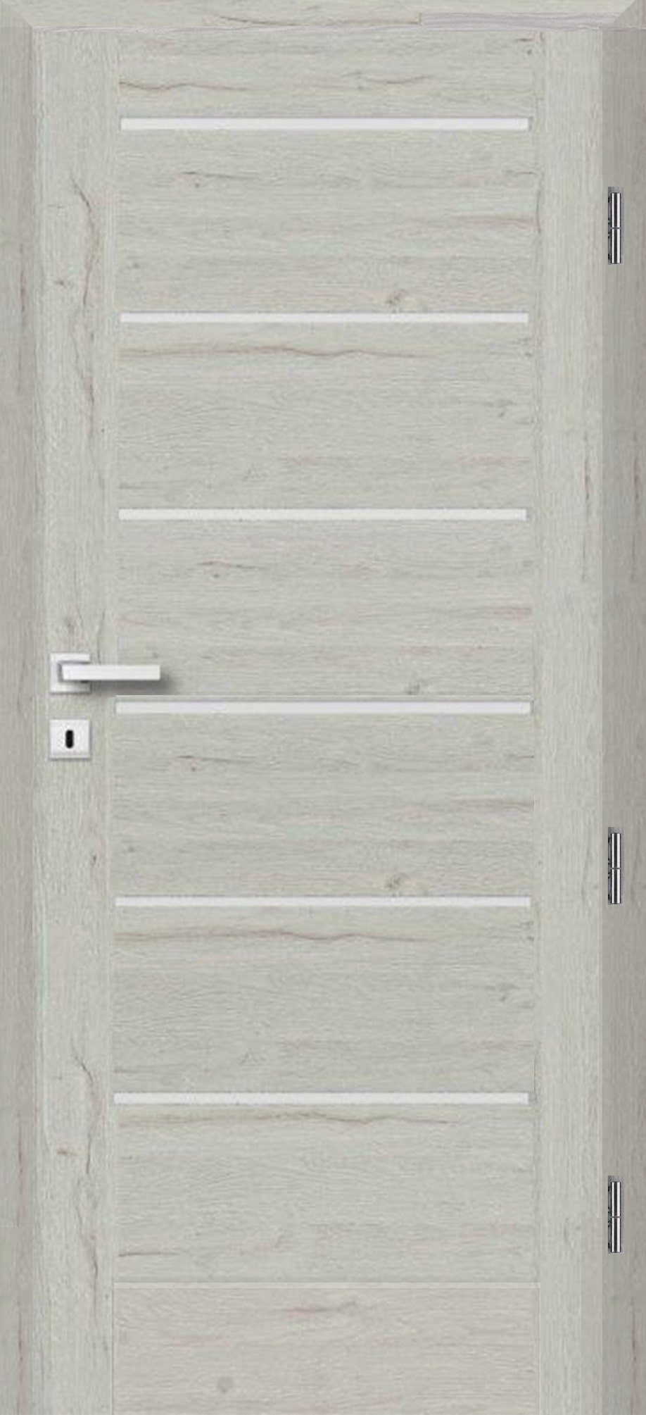 Usa de interior cu geam, gri, stanga, mdf, 206 x 68 cm, toc inclus • Toreno