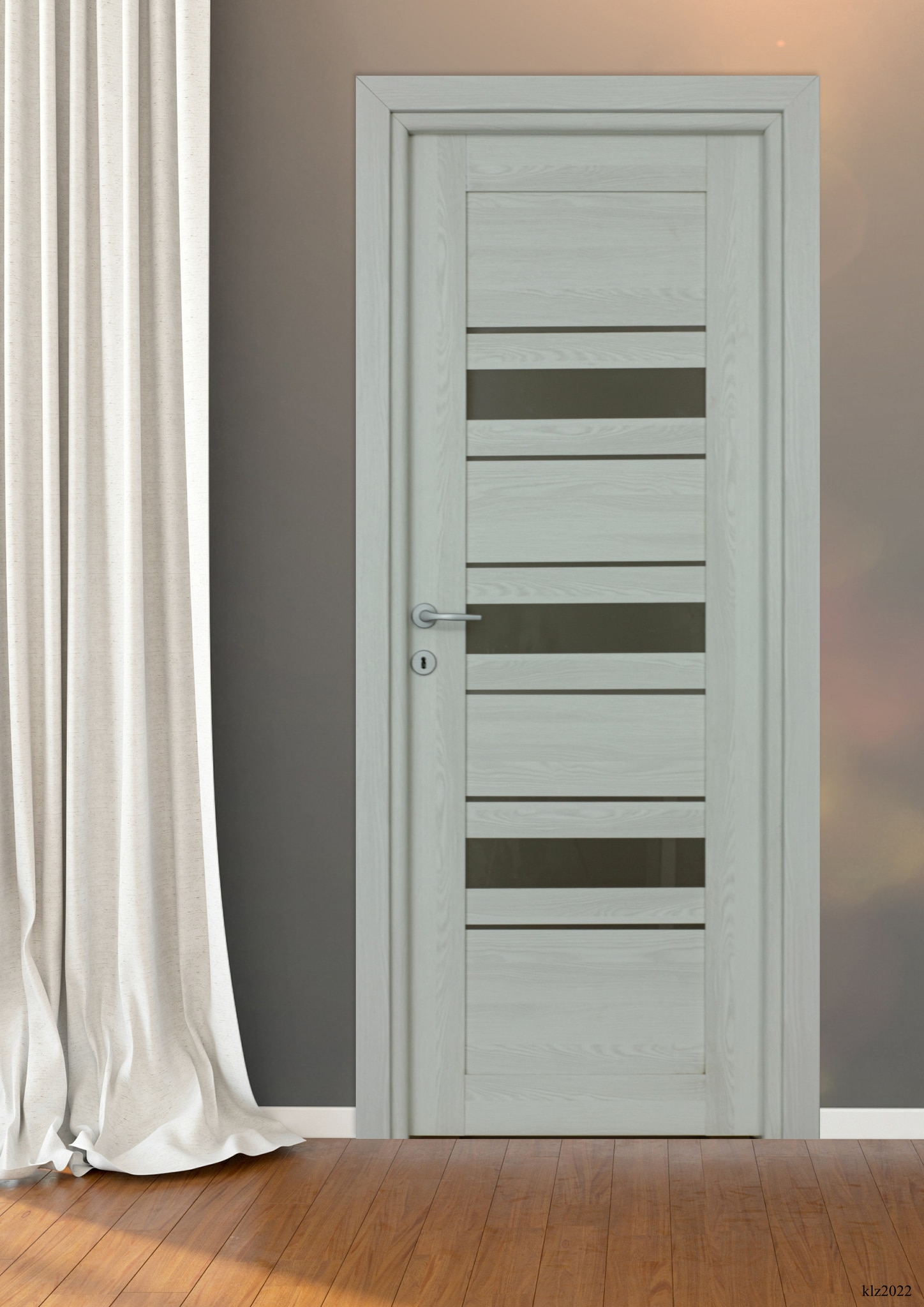 Usa interior Rino, cu geam, reversibila, MDF, 88 x 203 cm, alb