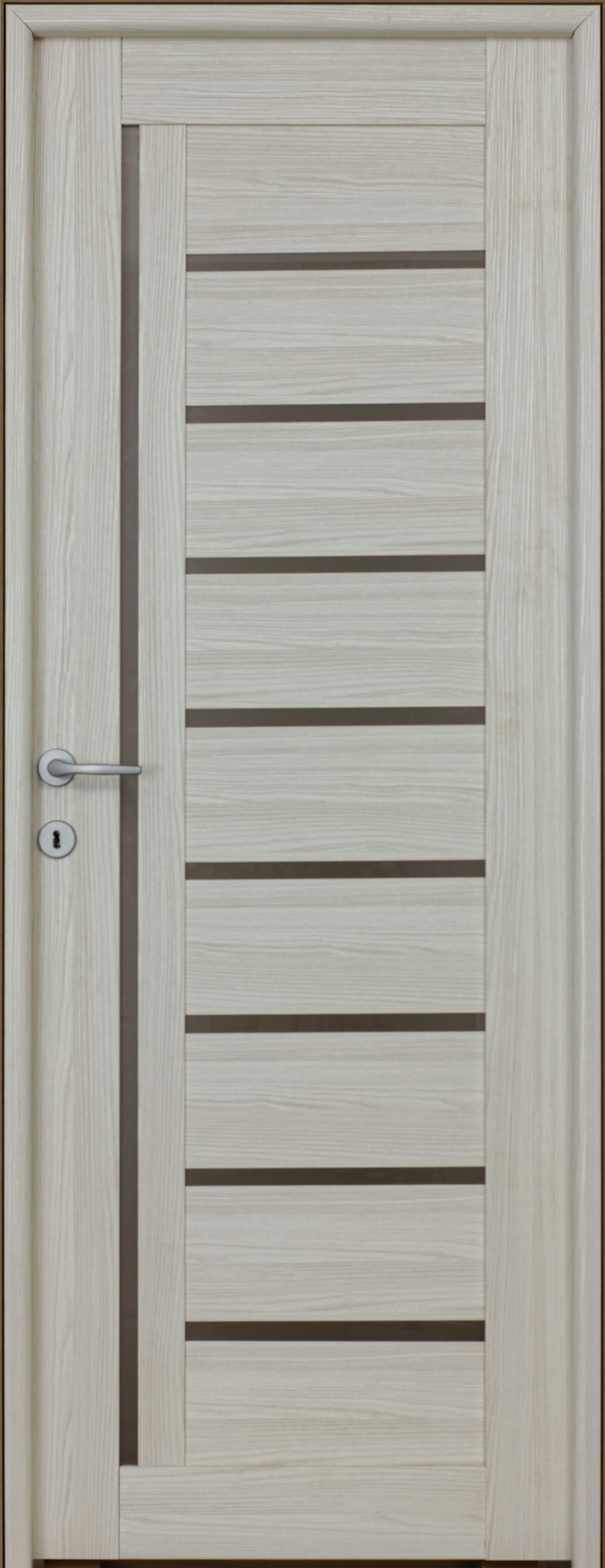 Usa de interior cu geam, gri, reversibila, mdf, 203 x 68 cm, toc inclus • Smart