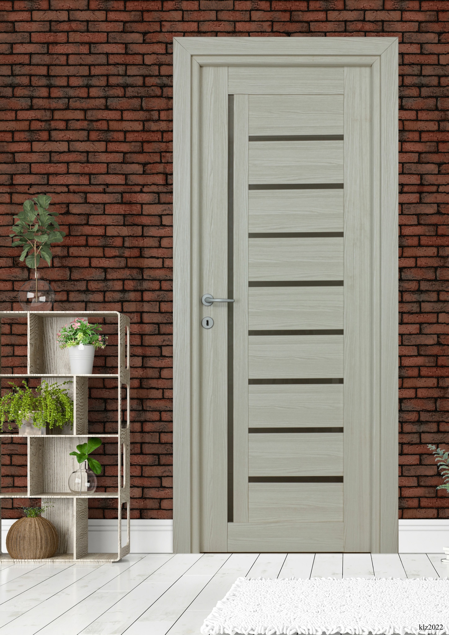 Usa interior Smart, cu geam, reversibila, MDF, 88 x 203 cm, alb