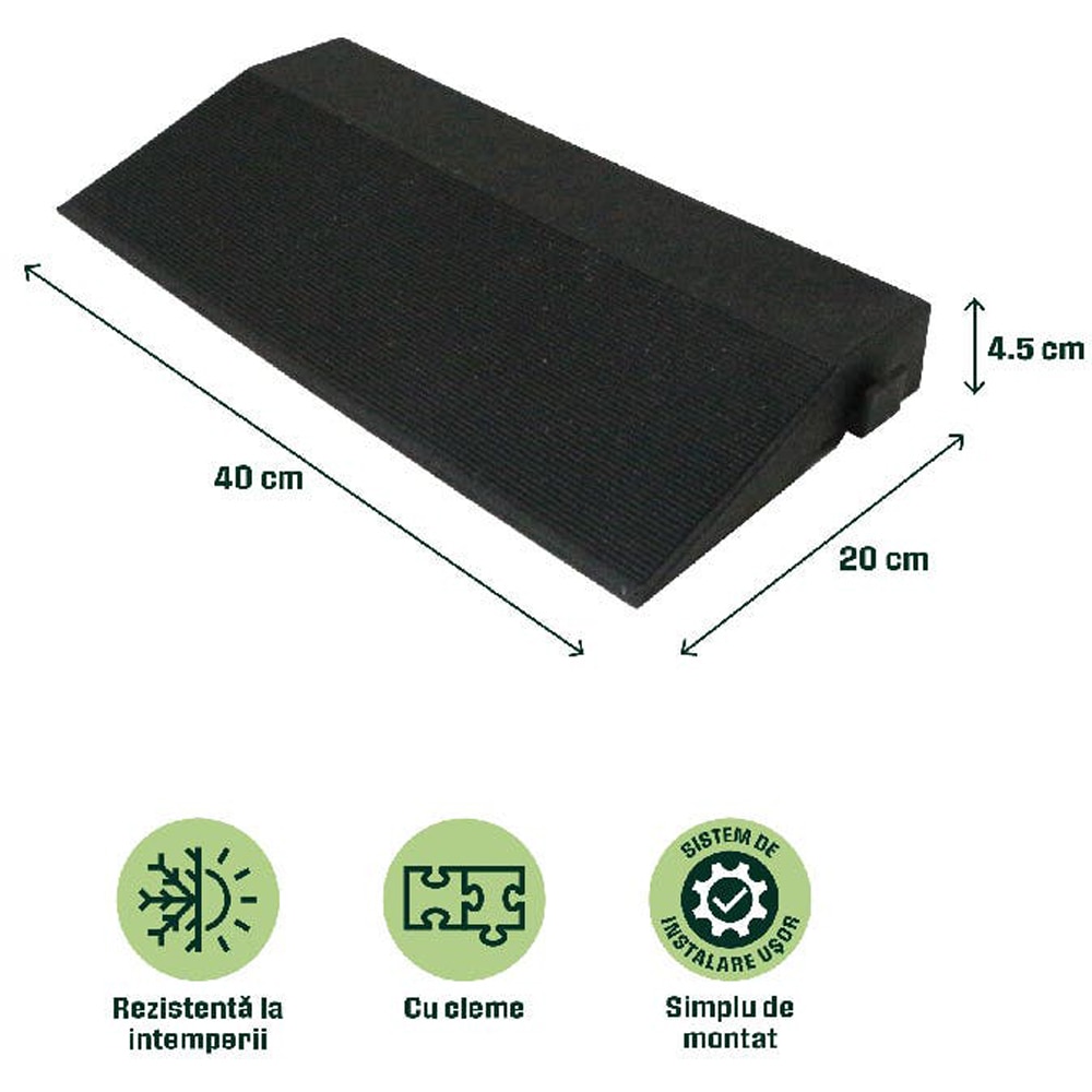 Placa margine pentru pardoseala/dusumea Agara Klikstrom, compozit, 40 x 20 x 4.5 cm, negru-antracit, 1 buc