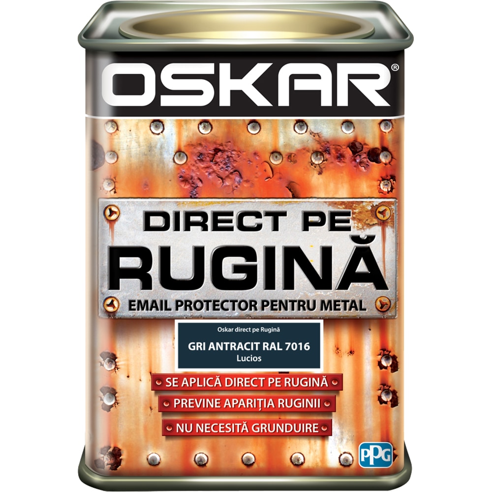Email OSKAR Direct pe rugina RAL7016, 0.5L, gri lucios