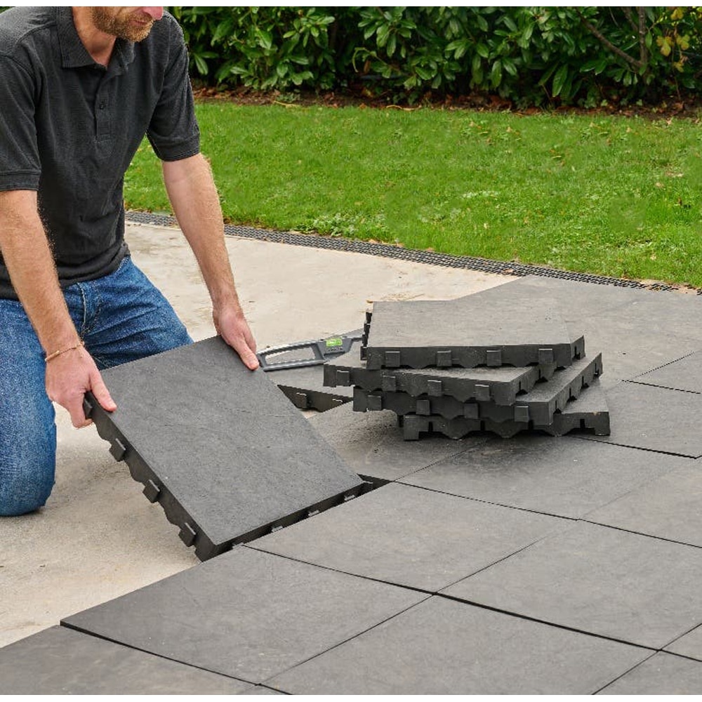 Placa pentru pardoseala/dusumea Agara Klikstrom, compozit, 40 x 40 x 4.5 cm, negru-antracit, 1 buc