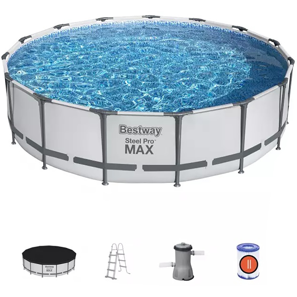 Piscina cadru metalic BESTWAY, rotunda, 14970 l, 457 x 107 cm, gri