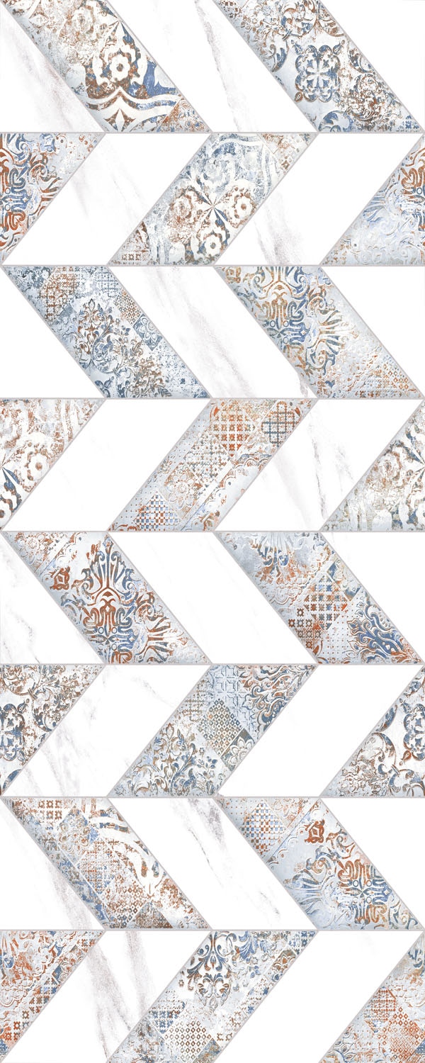 Faianta decor KAI Elada, Zig Zag, 20 x 50 cm, 9 mm, alb, 1.3 m2/cutie