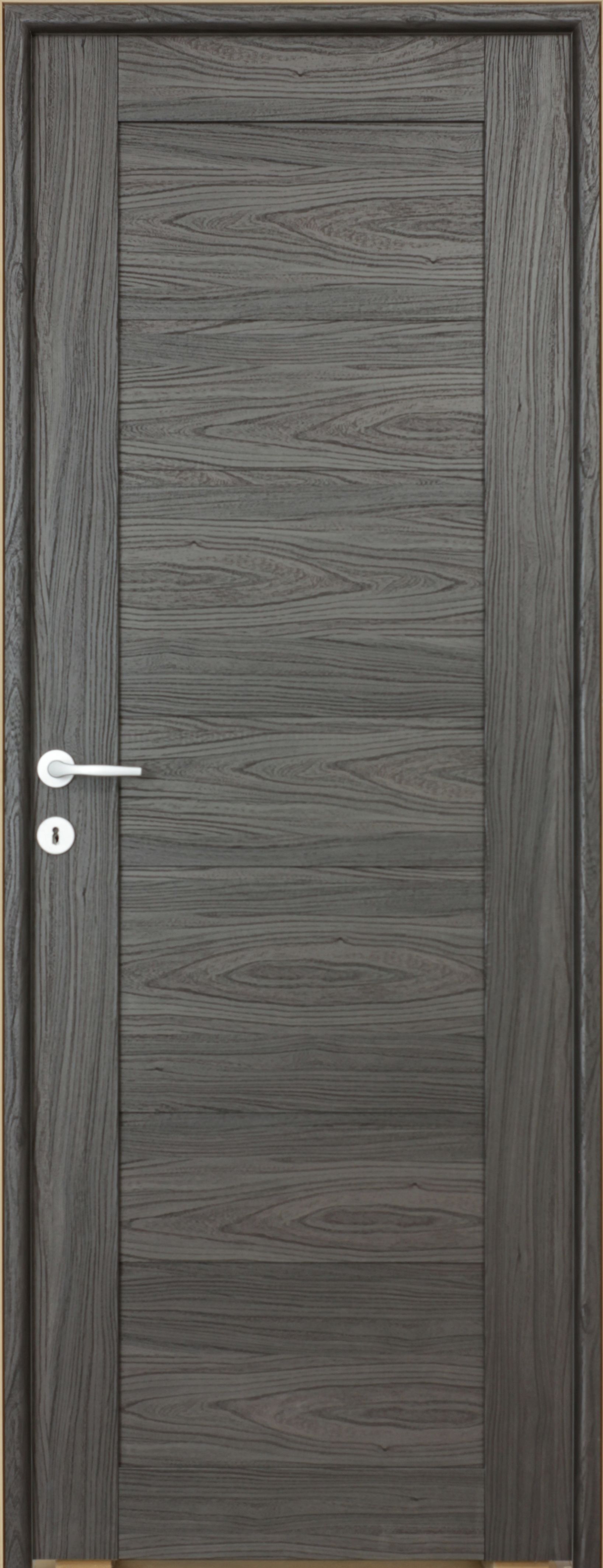 Usa interior Kira, fara geam, reversibila, MDF, 68 x 203 cm, negru