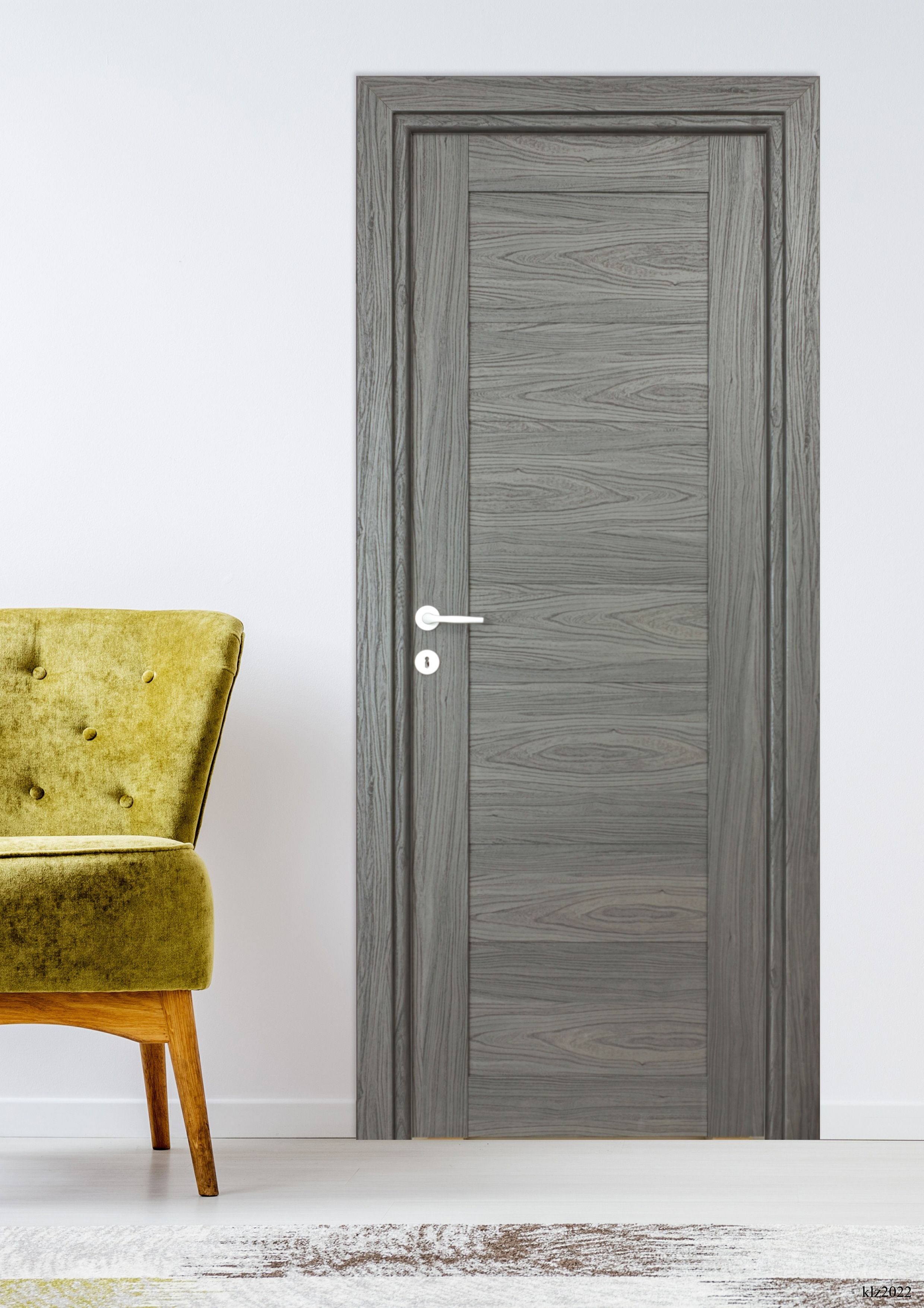 Usa interior Kira, fara geam, reversibila, MDF, 78 x 203 cm, negru