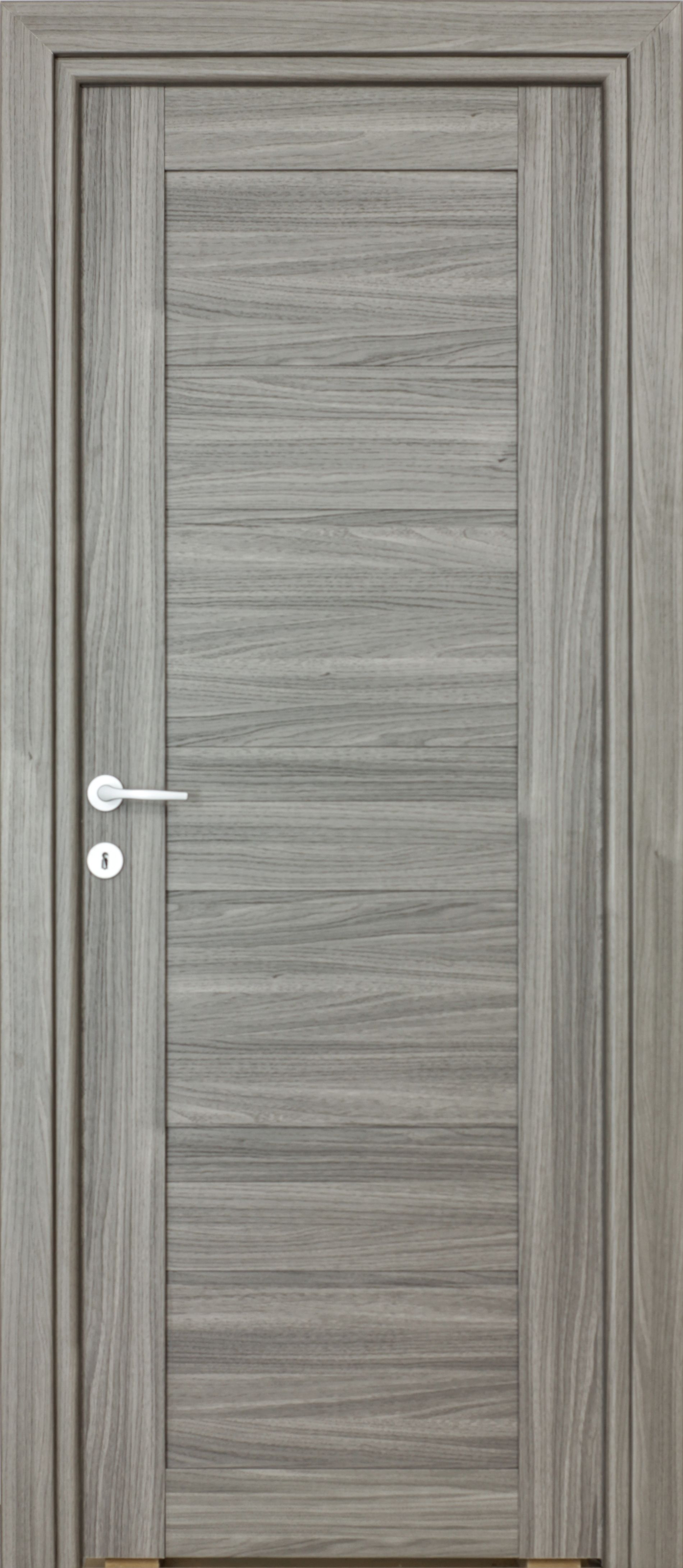 Usa interior Kira, fara geam, reversibila, MDF, 68 x 203 cm, gri inchis