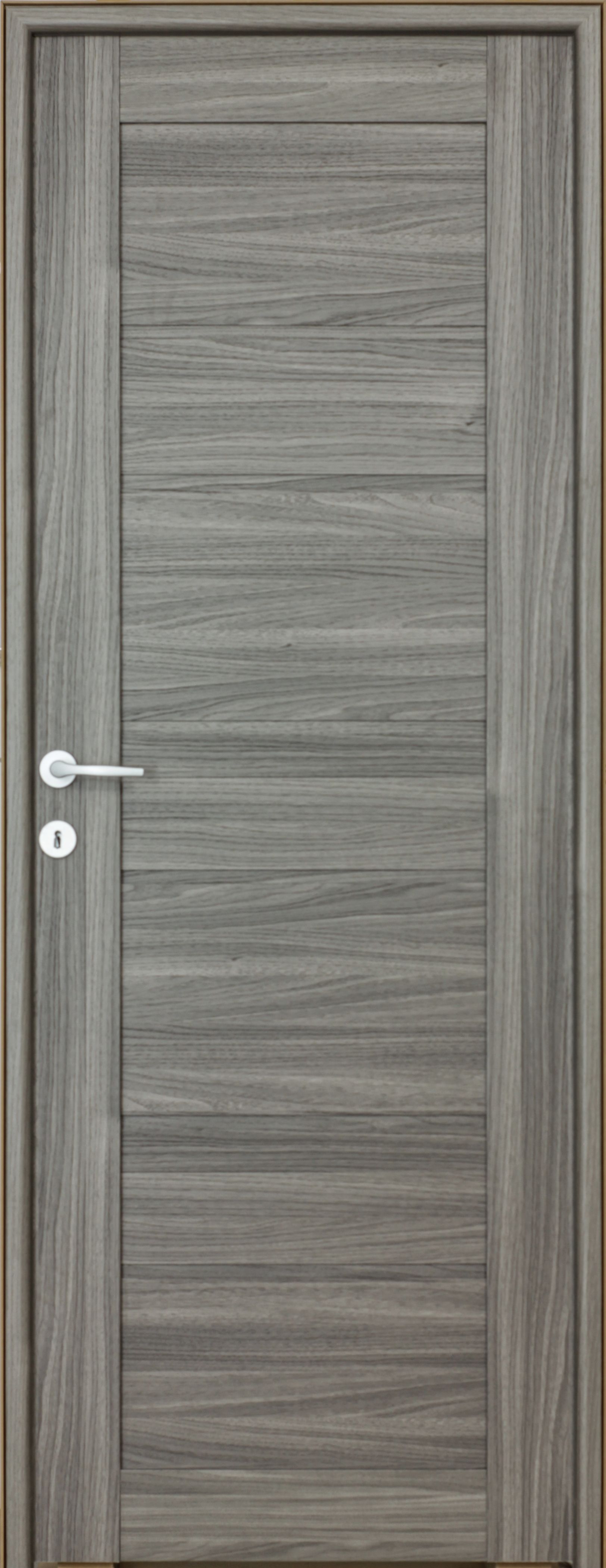 Usa interior Kira, fara geam, reversibila, MDF, 68 x 203 cm, gri inchis