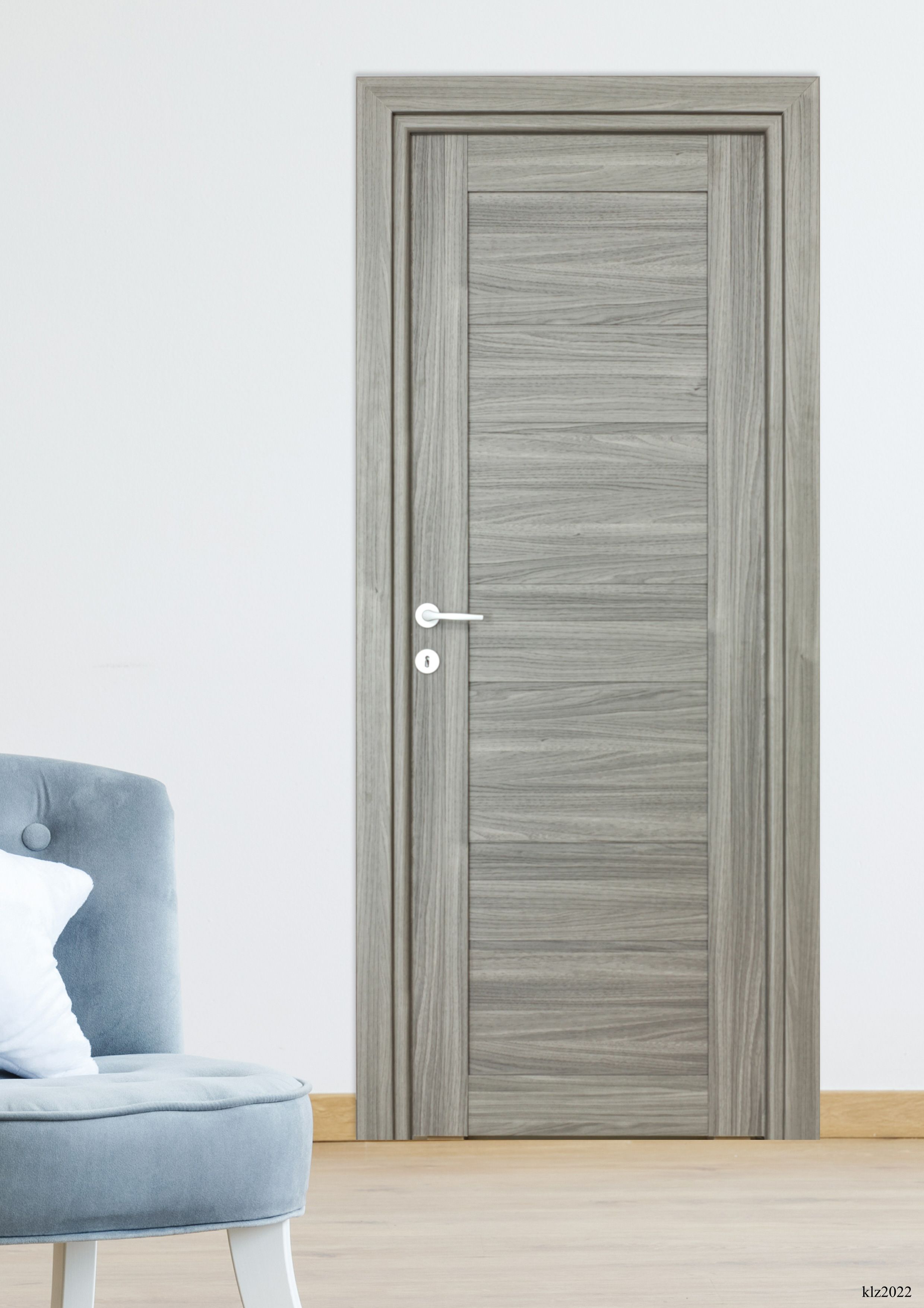 Usa interior Kira, fara geam, reversibila, MDF, 78 x 203 cm, gri inchis