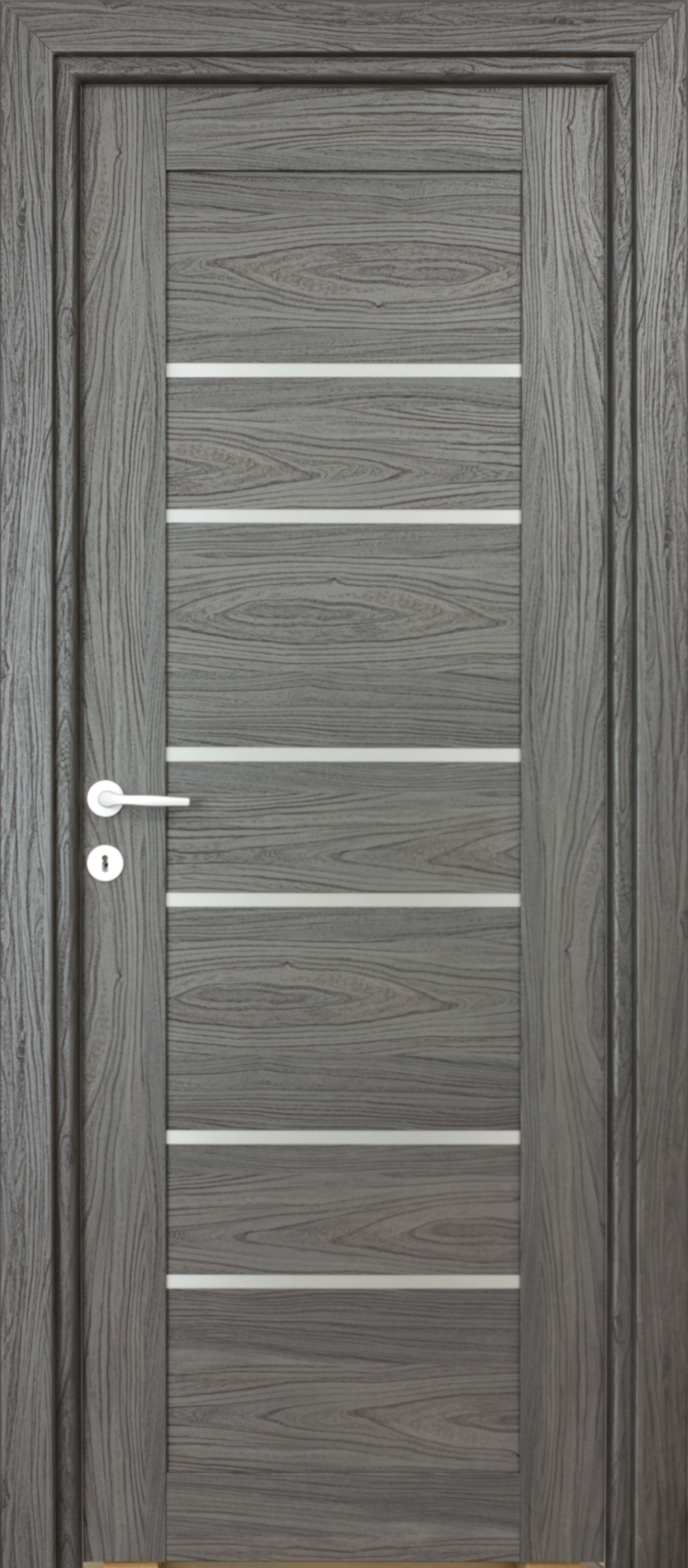 Usa interior Kira, cu geam, reversibila, MDF, 88 x 203 cm, negru