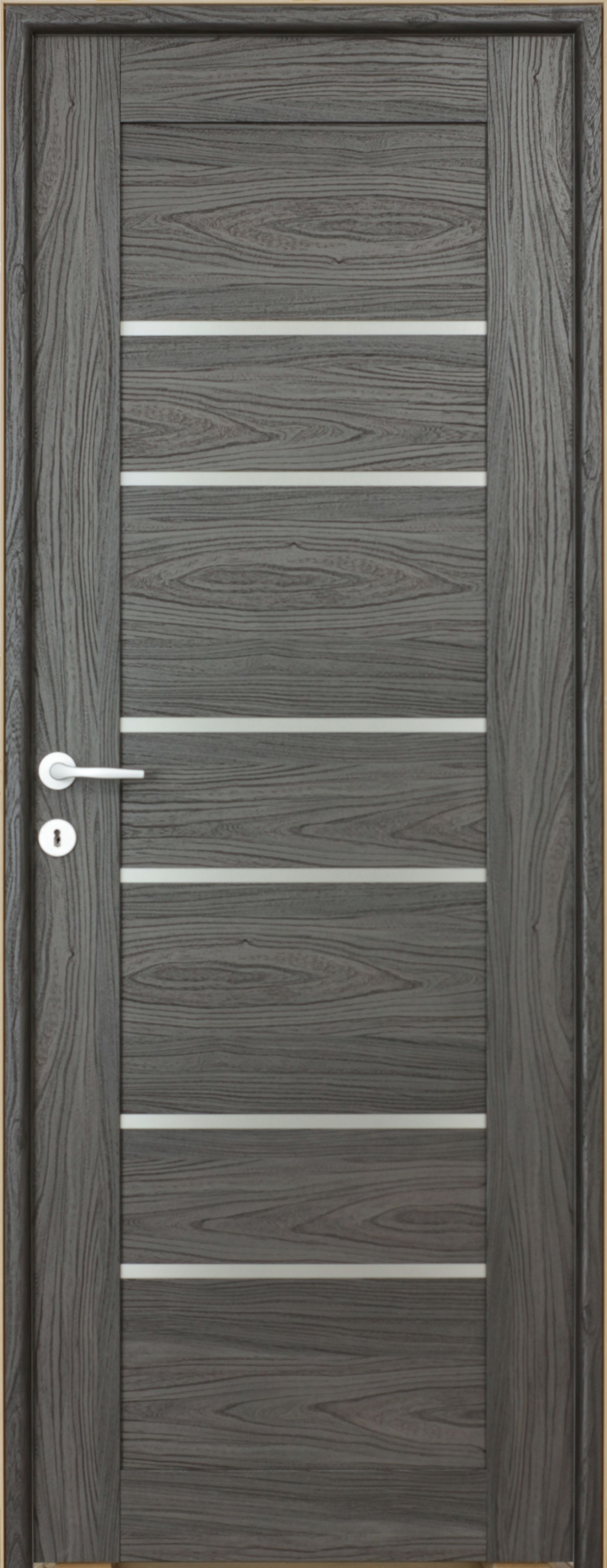 Usa interior Kira, cu geam, reversibila, MDF, 88 x 203 cm, negru