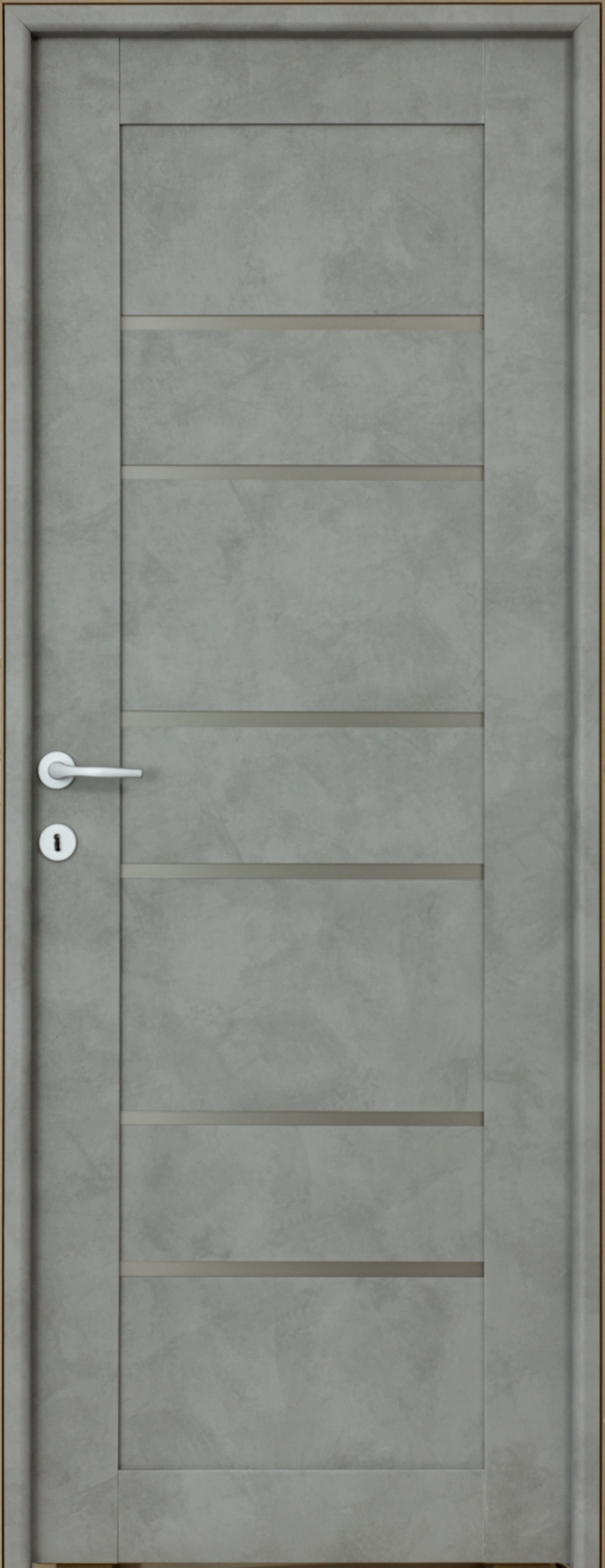 Usa interior Kira, cu geam, reversibila, MDF, 68 x 203 cm, gri inchis