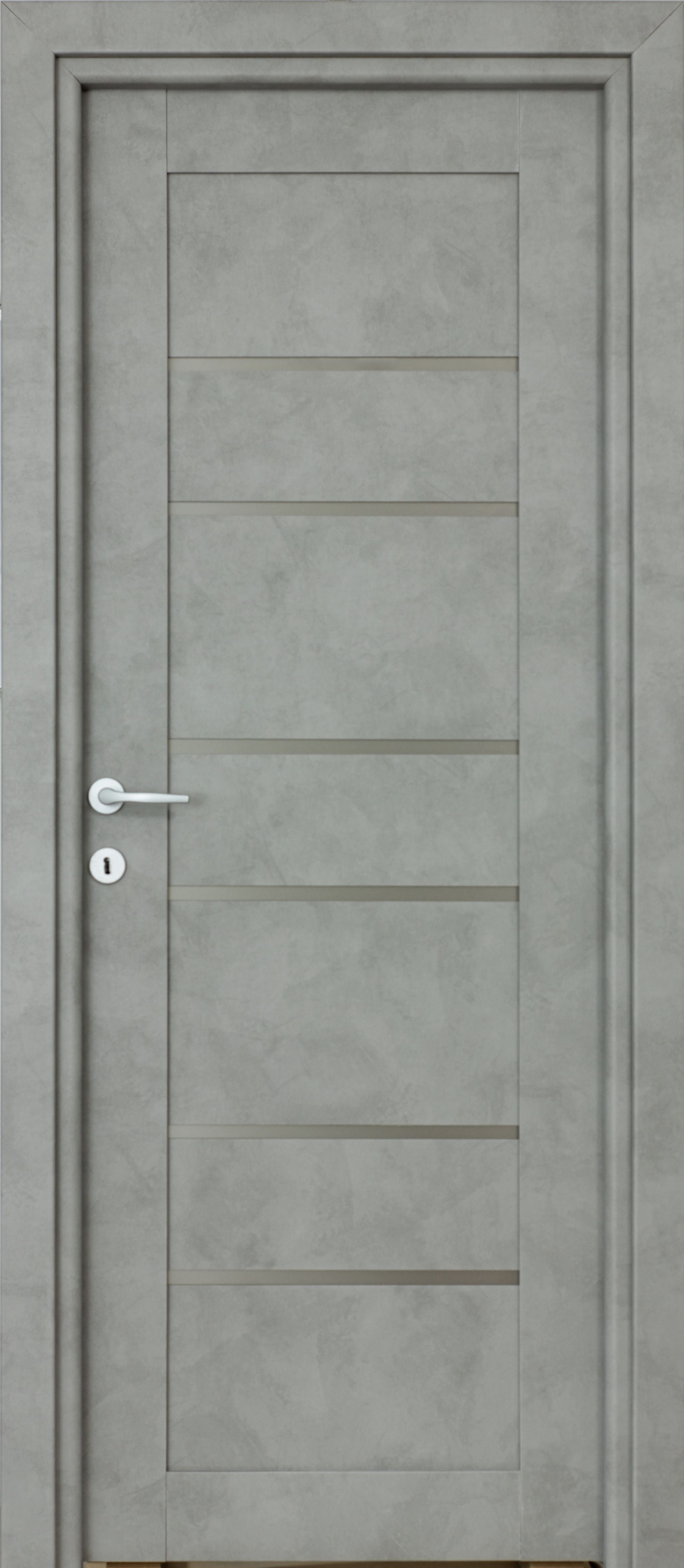 Usa de interior cu geam, gri, stanga, mdf, 203 x 88 cm, toc inclus Kira