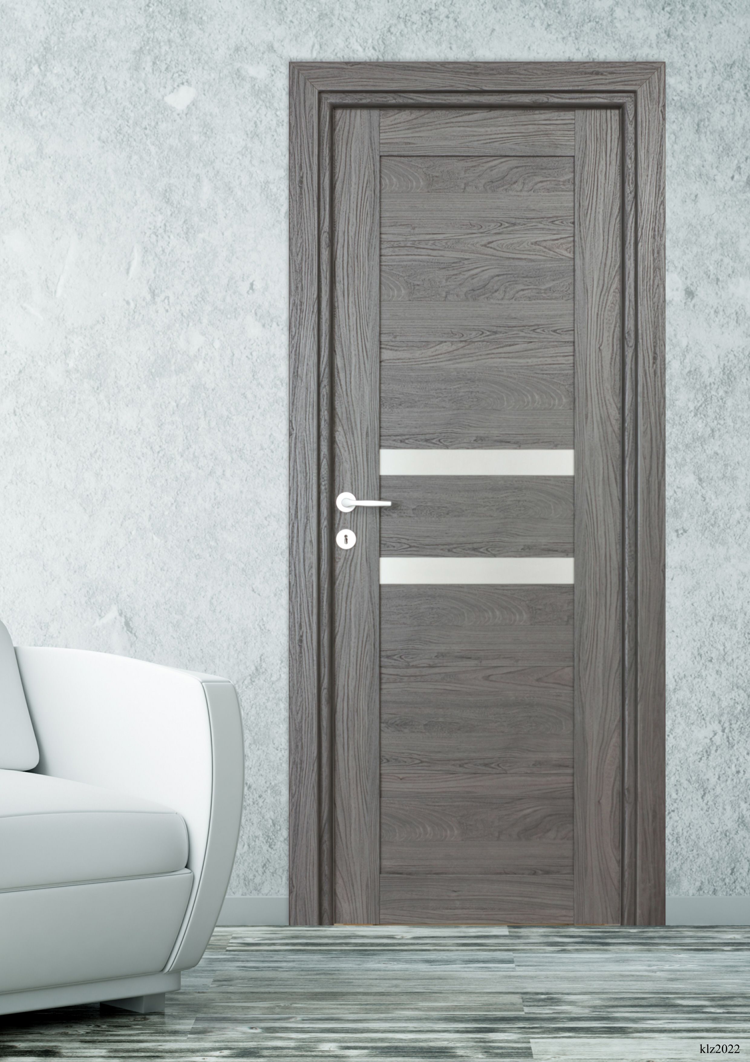 Usa interior Tisa, cu geam, reversibila, MDF, 68 x 203 cm, negru