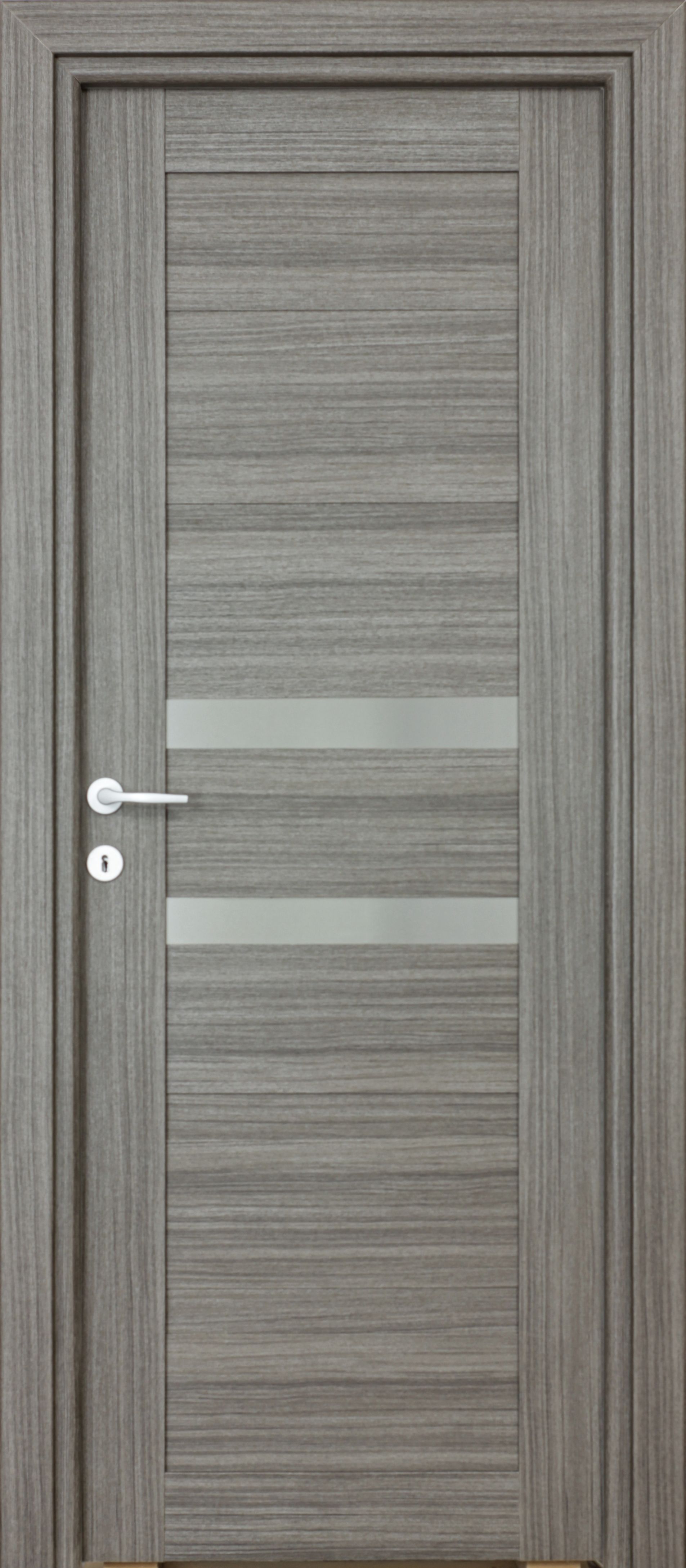 Usa interior Tisa, cu geam, reversibila, MDF, 68 x 203 cm, negru periat