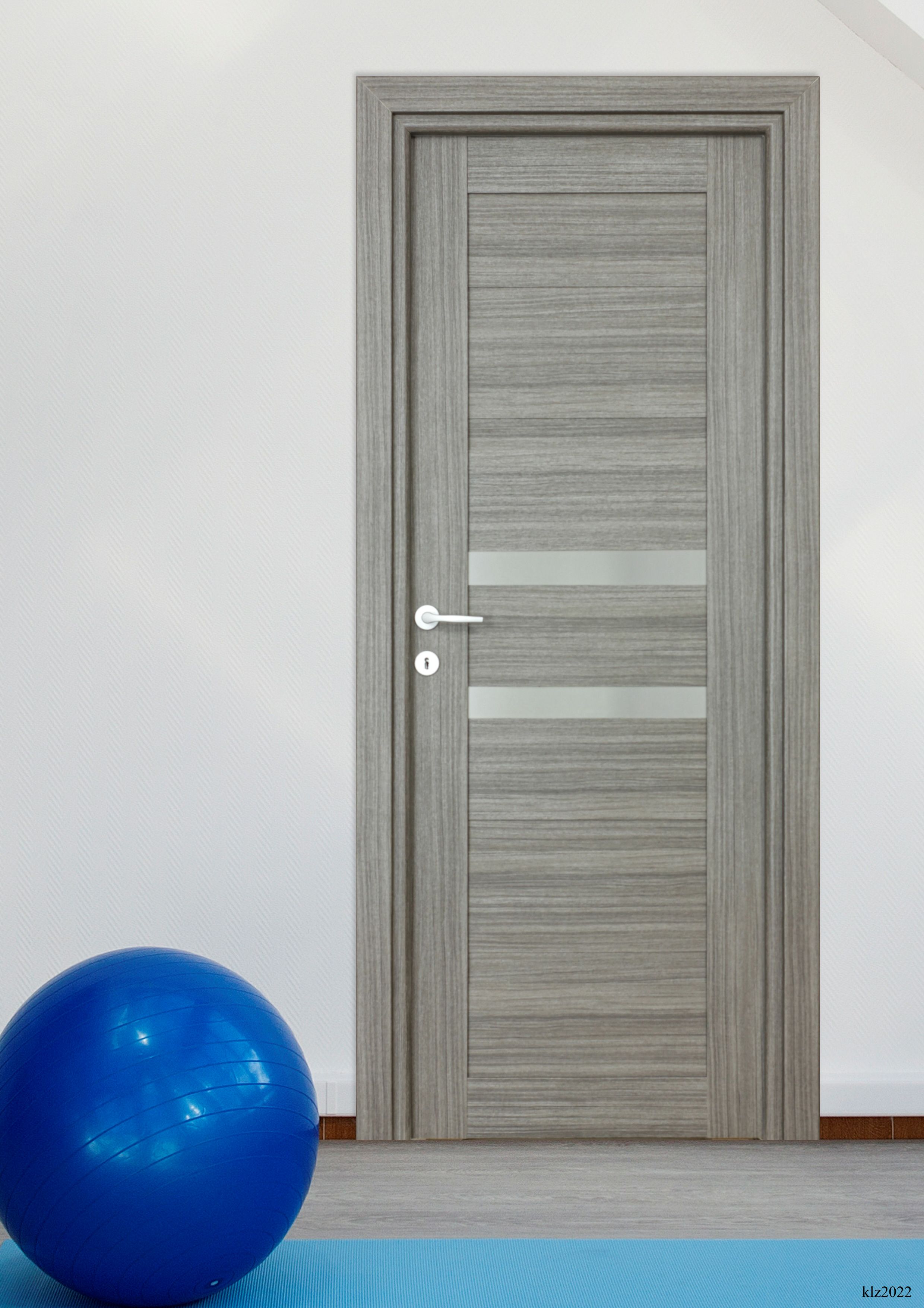 Usa interior Tisa, cu geam, reversibila, MDF, 68 x 203 cm, negru periat