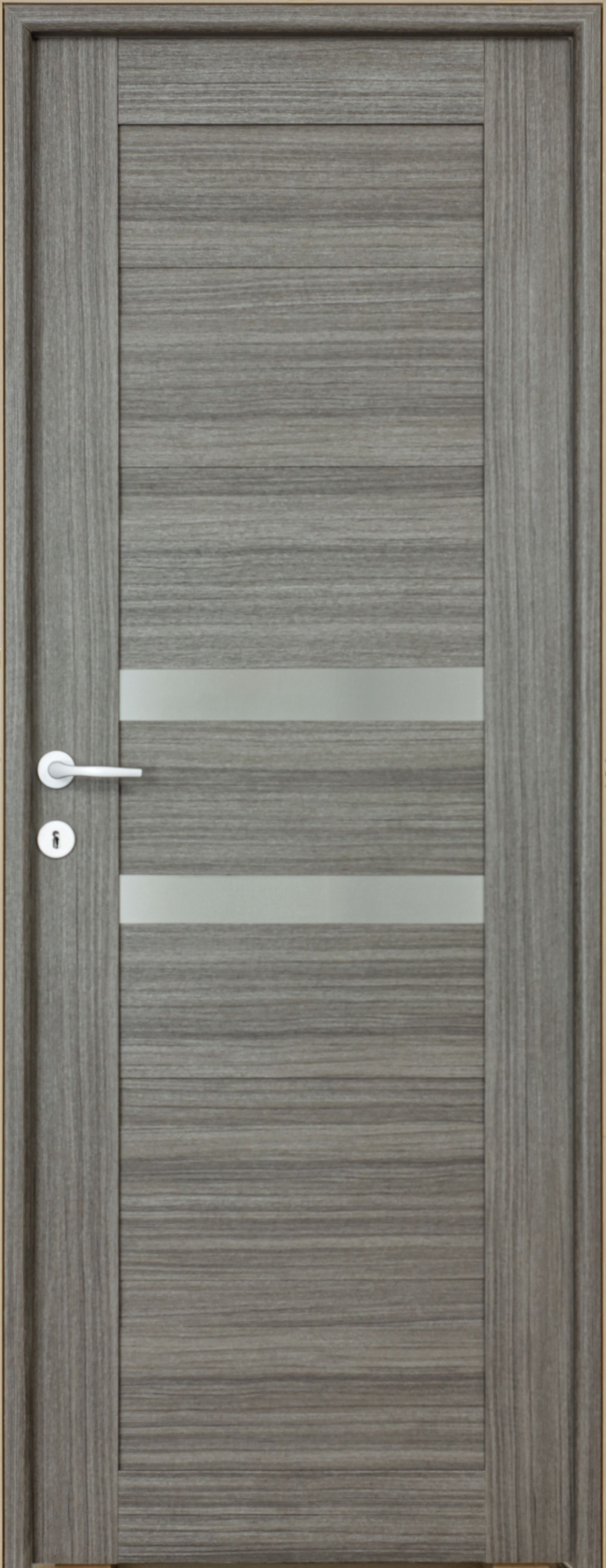 Usa interior Tisa, cu geam, reversibila, MDF, 78 x 203 cm, negru periat