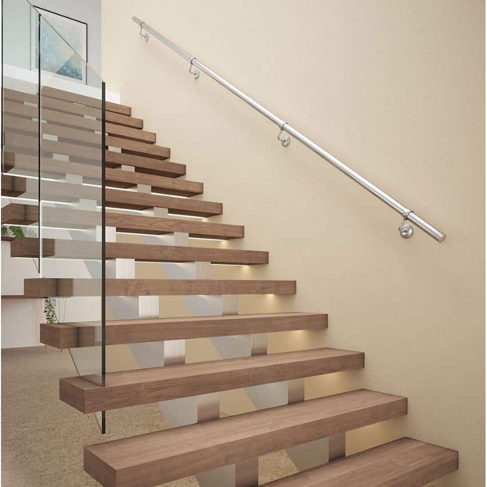 Kit balustrada perete rotunda Fortia, otel, D 40 mm, L 3.6 m, negru