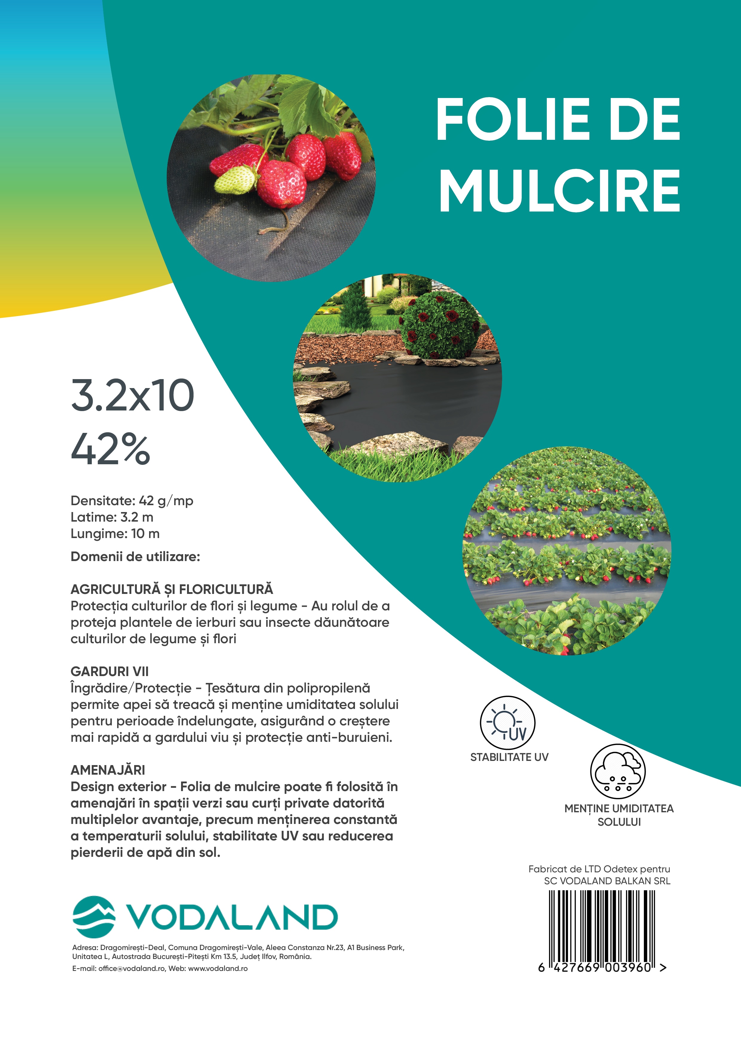 Folie Mulcire Antiburieni,  3.2 x 10 m  Vodaland