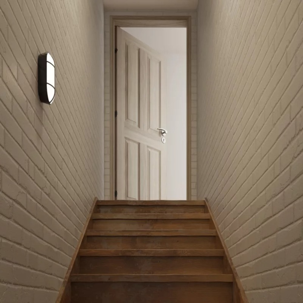 Lampa ovala Bulkhead GoodHome, LED integrat, 16 W, IP44, rezistenta la umiditate, negru