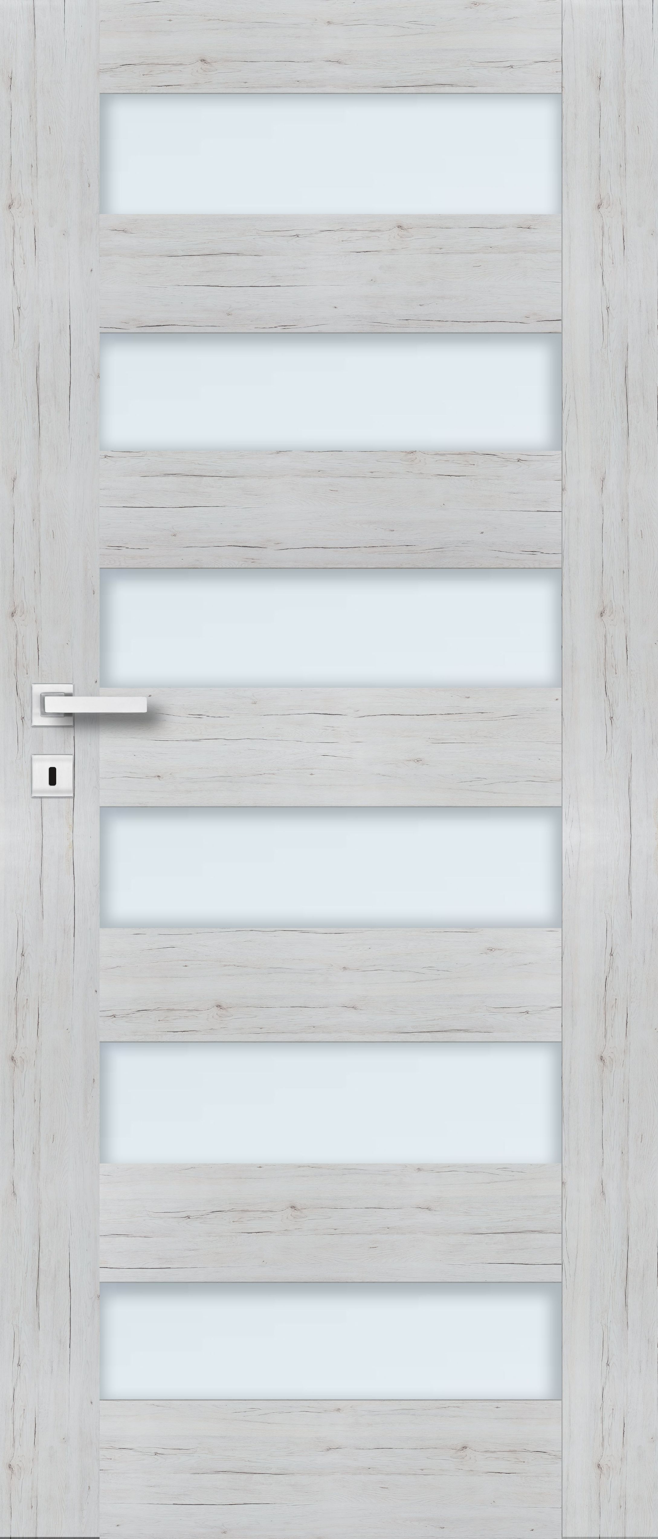 Usa de interior cu geam, gri, dreapta, mdf, 206 x 78 cm, toc inclus • Trame