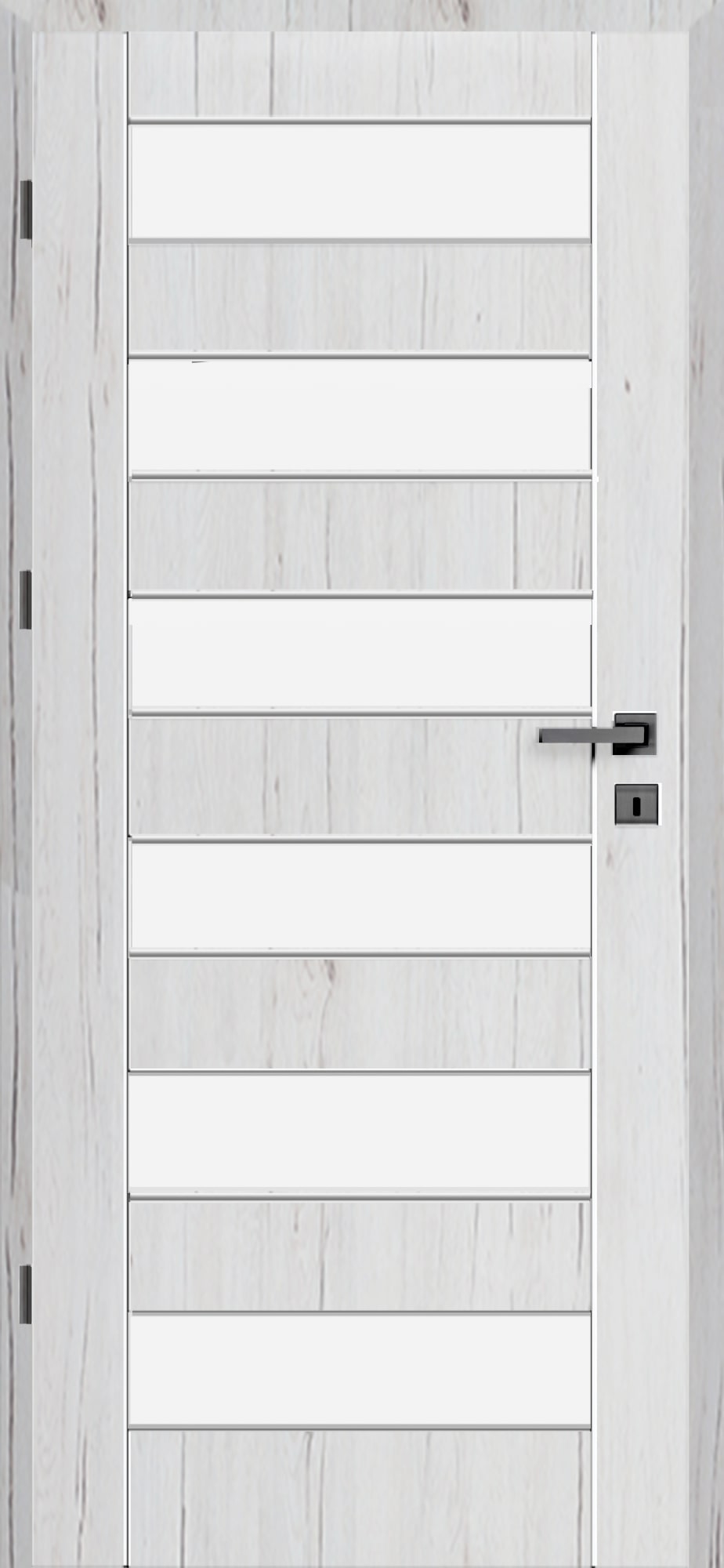 Usa de interior cu geam, gri, dreapta, mdf, 206 x 78 cm, toc inclus • Trame