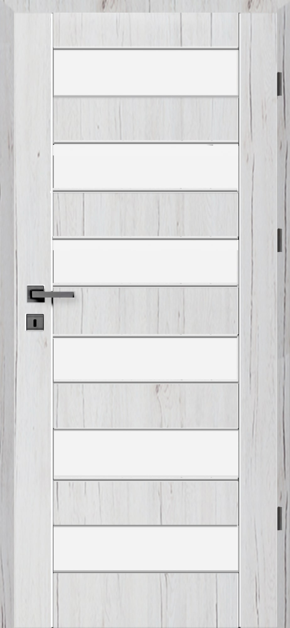 Usa de interior cu geam, gri, stanga, mdf, 206 x 88 cm, toc inclus • Trame