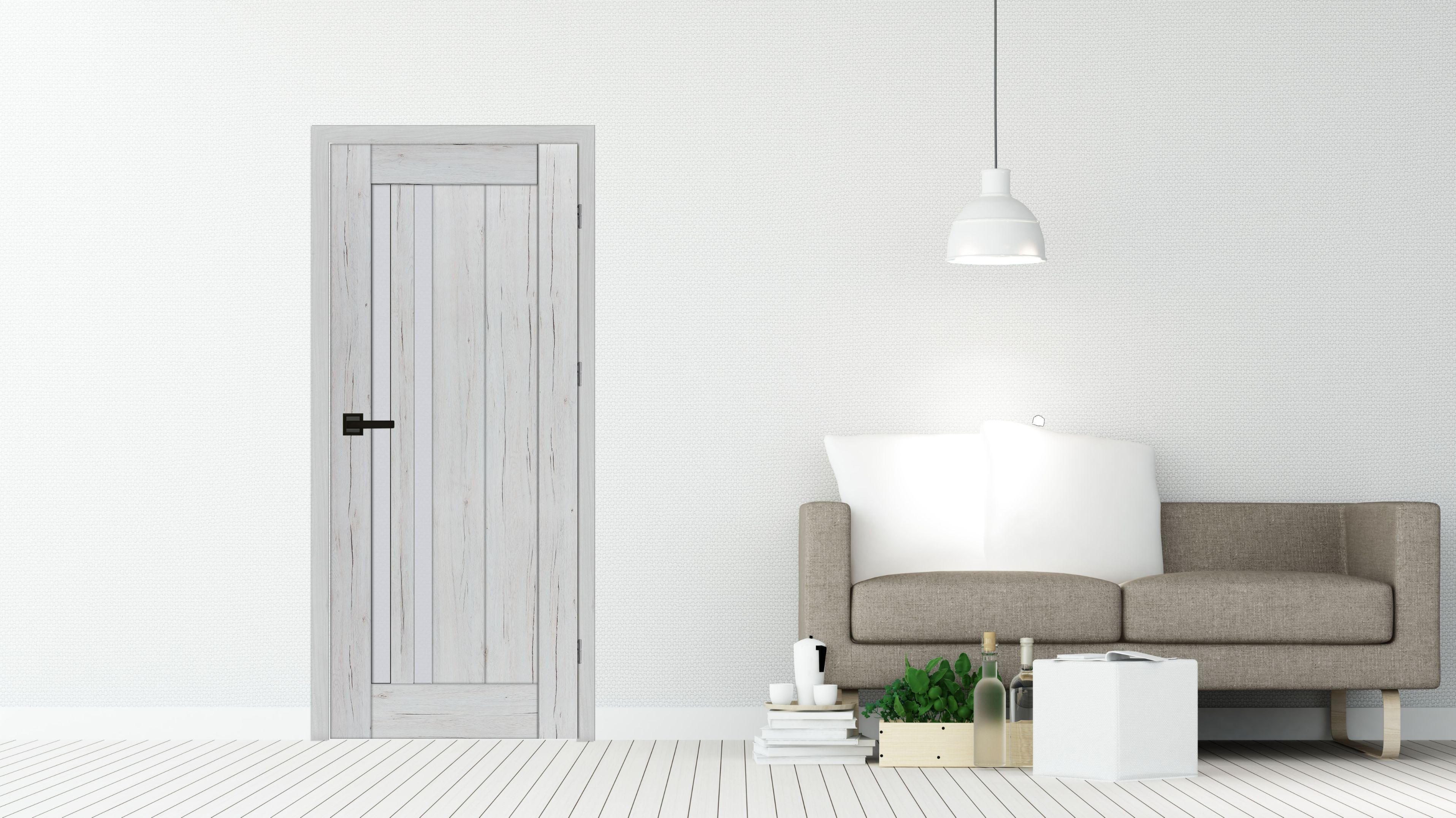 Usa de interior cu geam, gri, stanga, mdf, 206 x 78 cm, toc inclus  Vivo