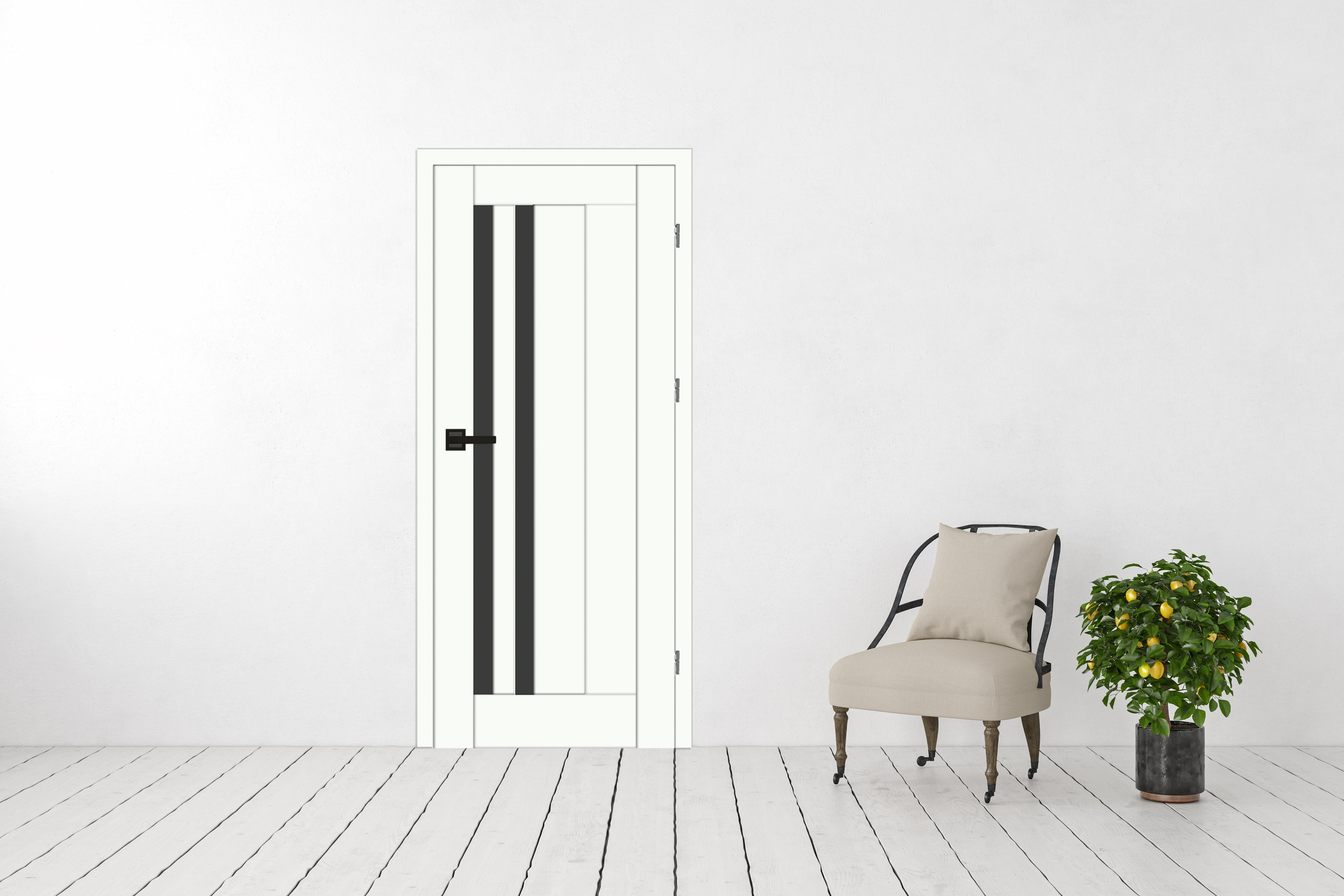 Usa de interior cu geam, gri, stanga, mdf, 206 x 68 cm, toc inclus Vivo