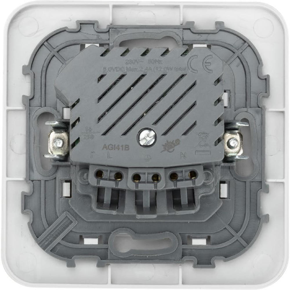 Priza simpla 2P+E cu USB KENNET JACOBSEN, 16A, IP20, ABS, alb