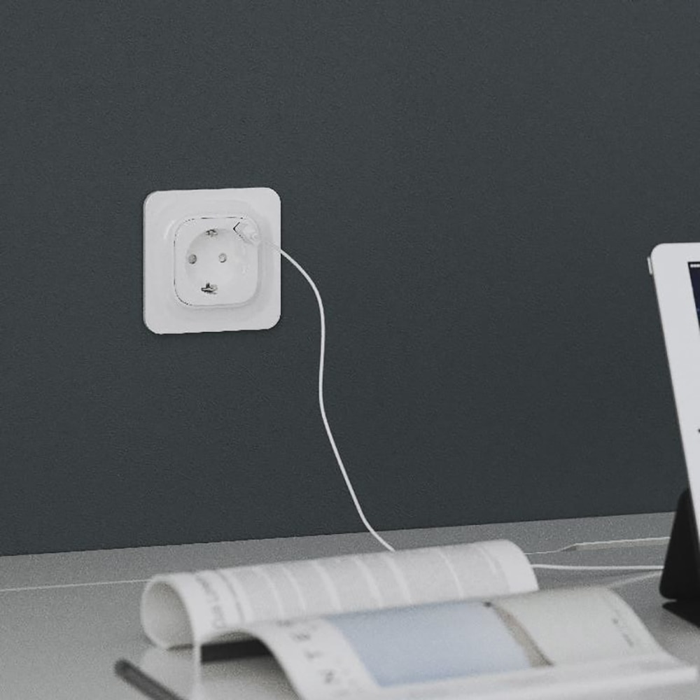 Priza simpla 2P+E cu USB KENNET JACOBSEN, 16A, IP20, ABS, alb