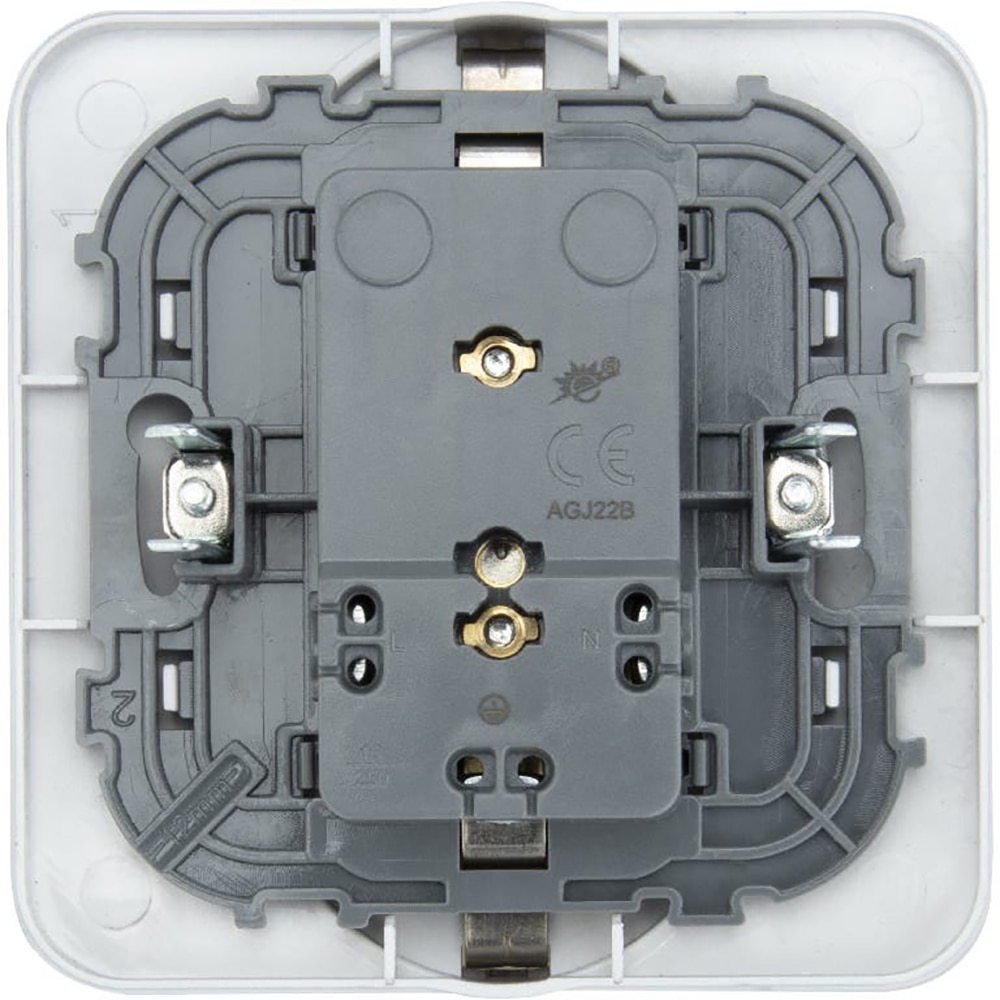 Priza dubla 2P+E JACOBSEN, 16A, IP20, ABS, alb