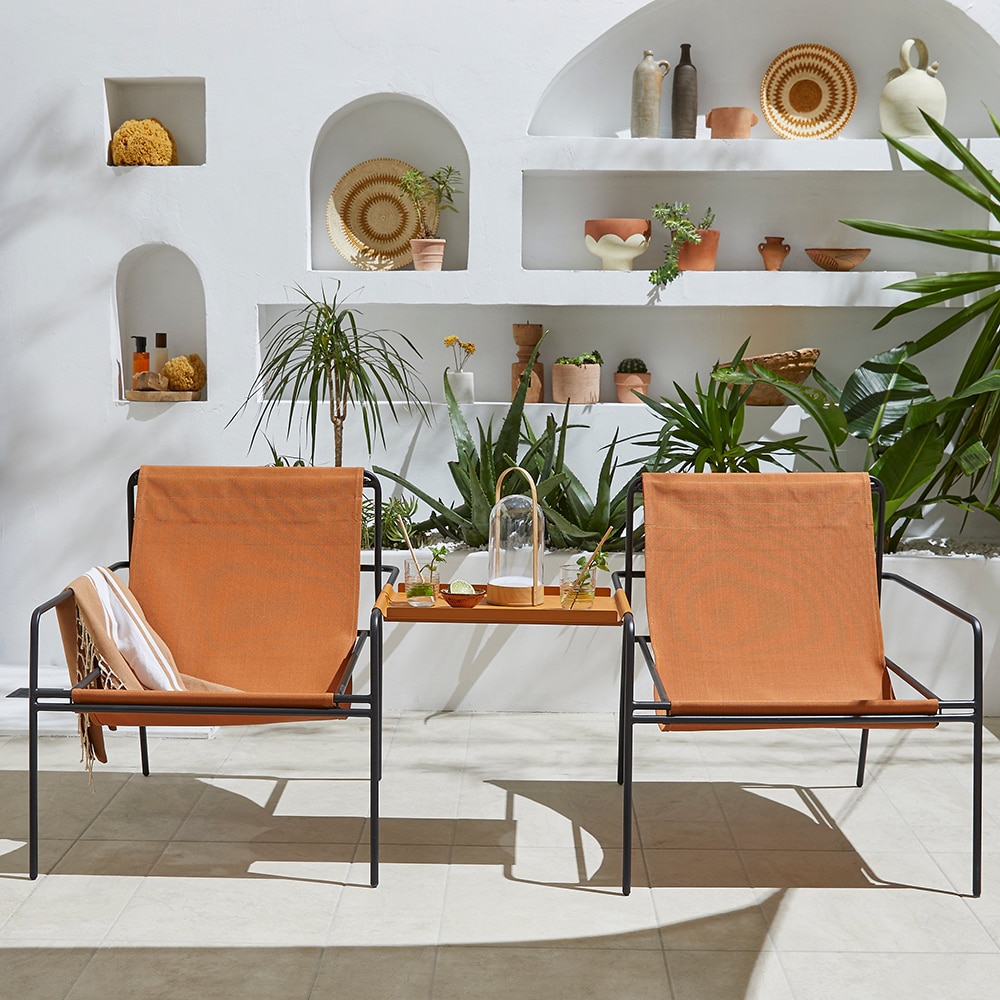 Scaun terasa GOODHOME Petalii, otel, 75.5 x 69.7 x 84.2 cm, maro