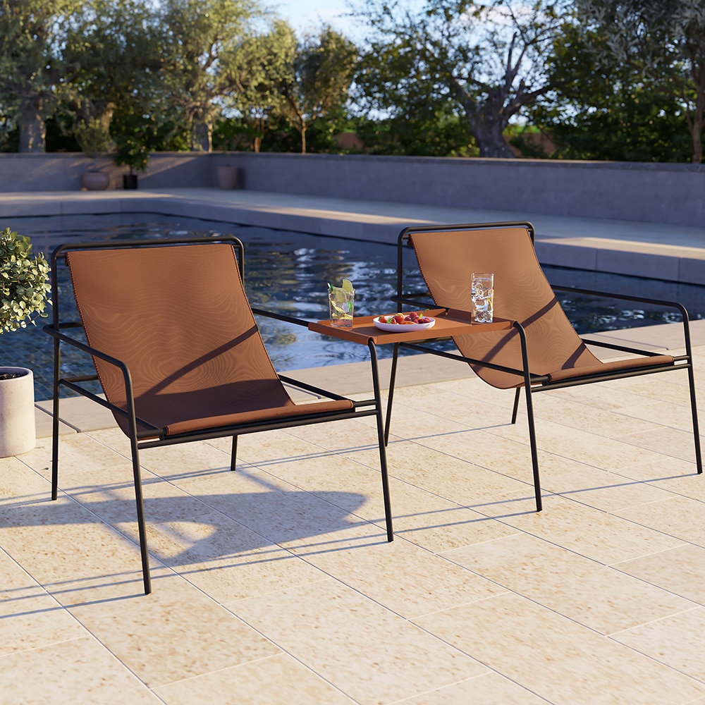 Scaun terasa GOODHOME Petalii, otel, 75.5 x 69.7 x 84.2 cm, maro