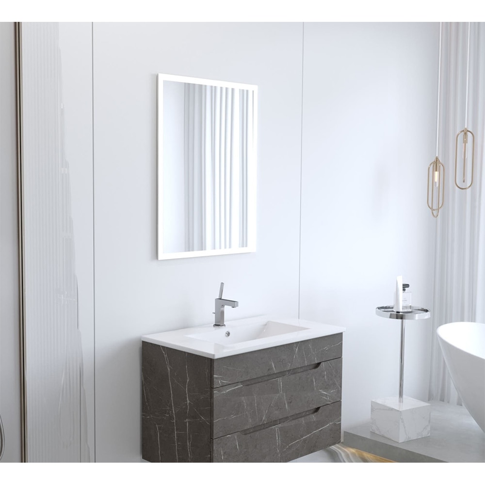 Oglinda baie SANITOP, 60 x 3 x 80 cm, iluminare LED, alb