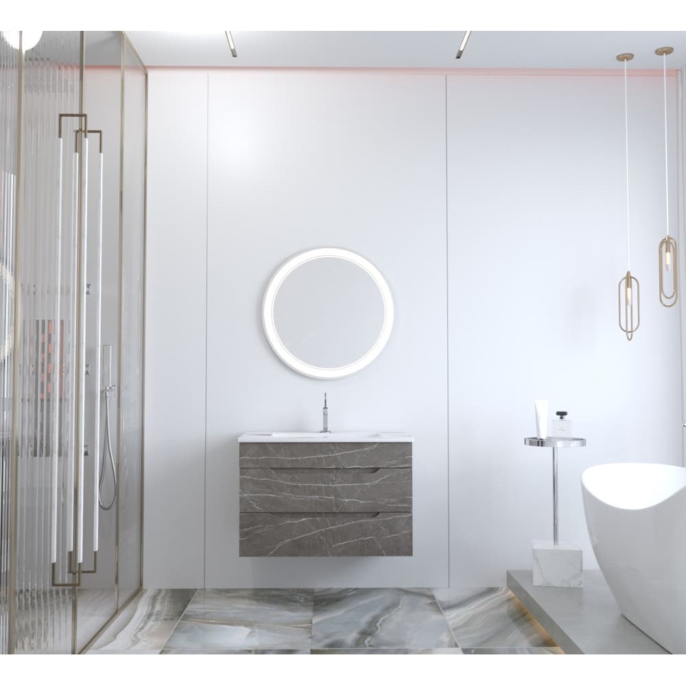 Oglinda baie SANITOP, 70 x 3 x 70 cm, iluminare LED, transparent