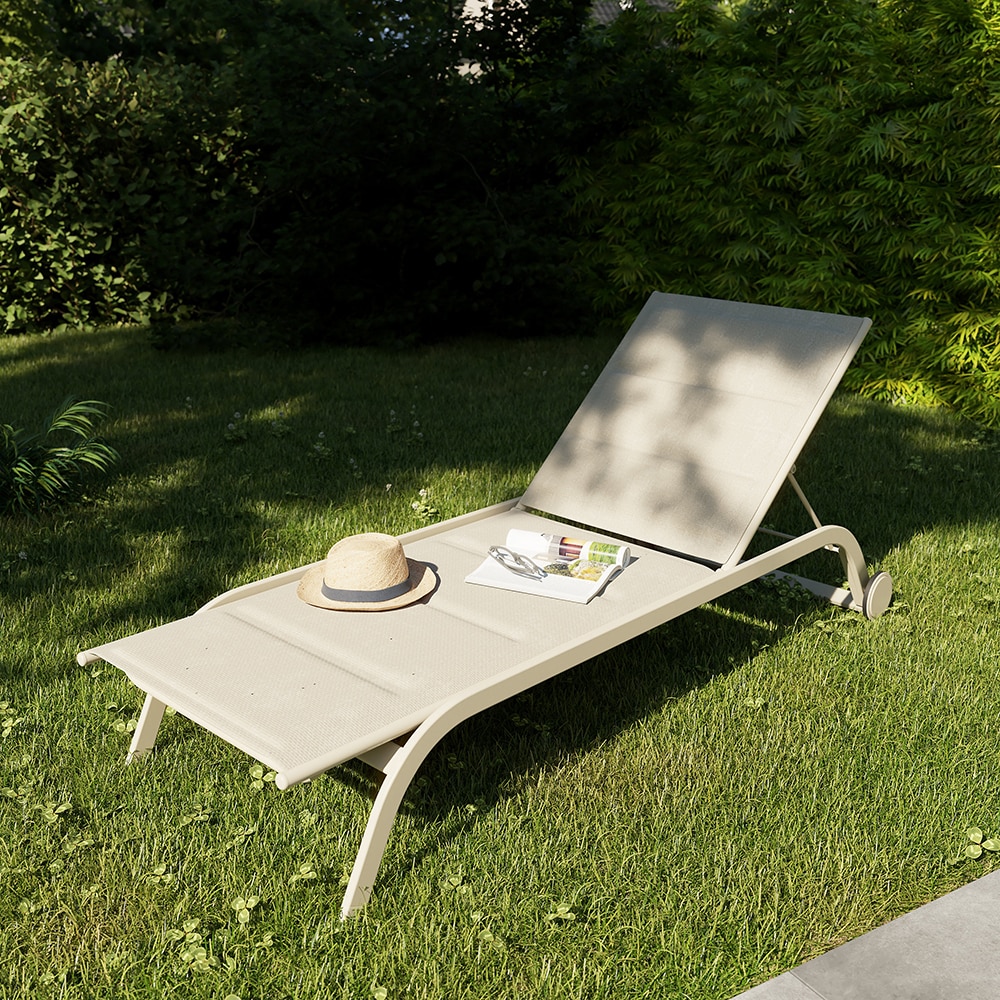 Sezlong gradina GOODHOME Santacruz, aluminiu, 192 x 78.5 x 47.5 cm, bej