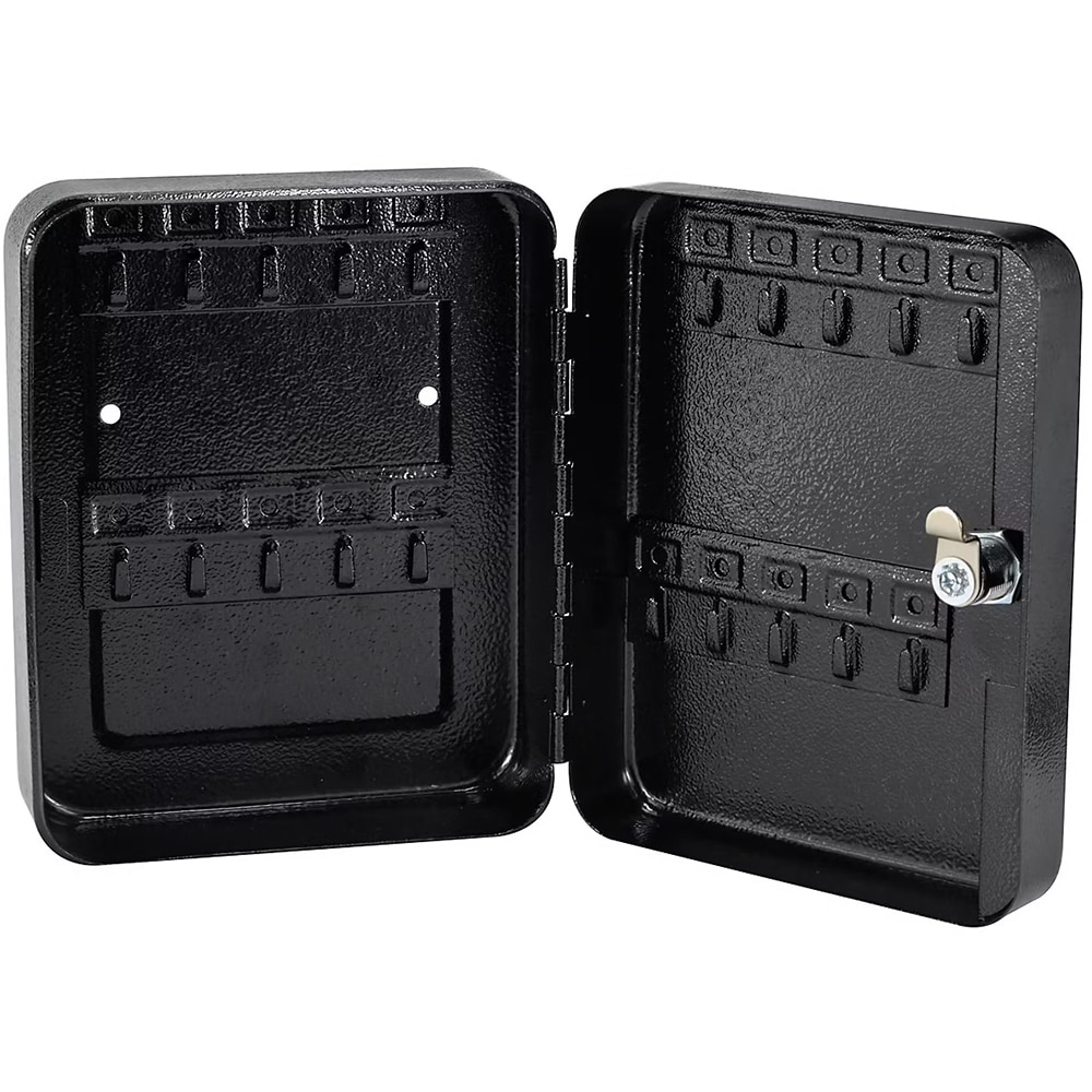 Cutie depozitare chei SMITH & LOCKE, 20 carlige, otel, 16 x 20 x 7.5 cm, negru