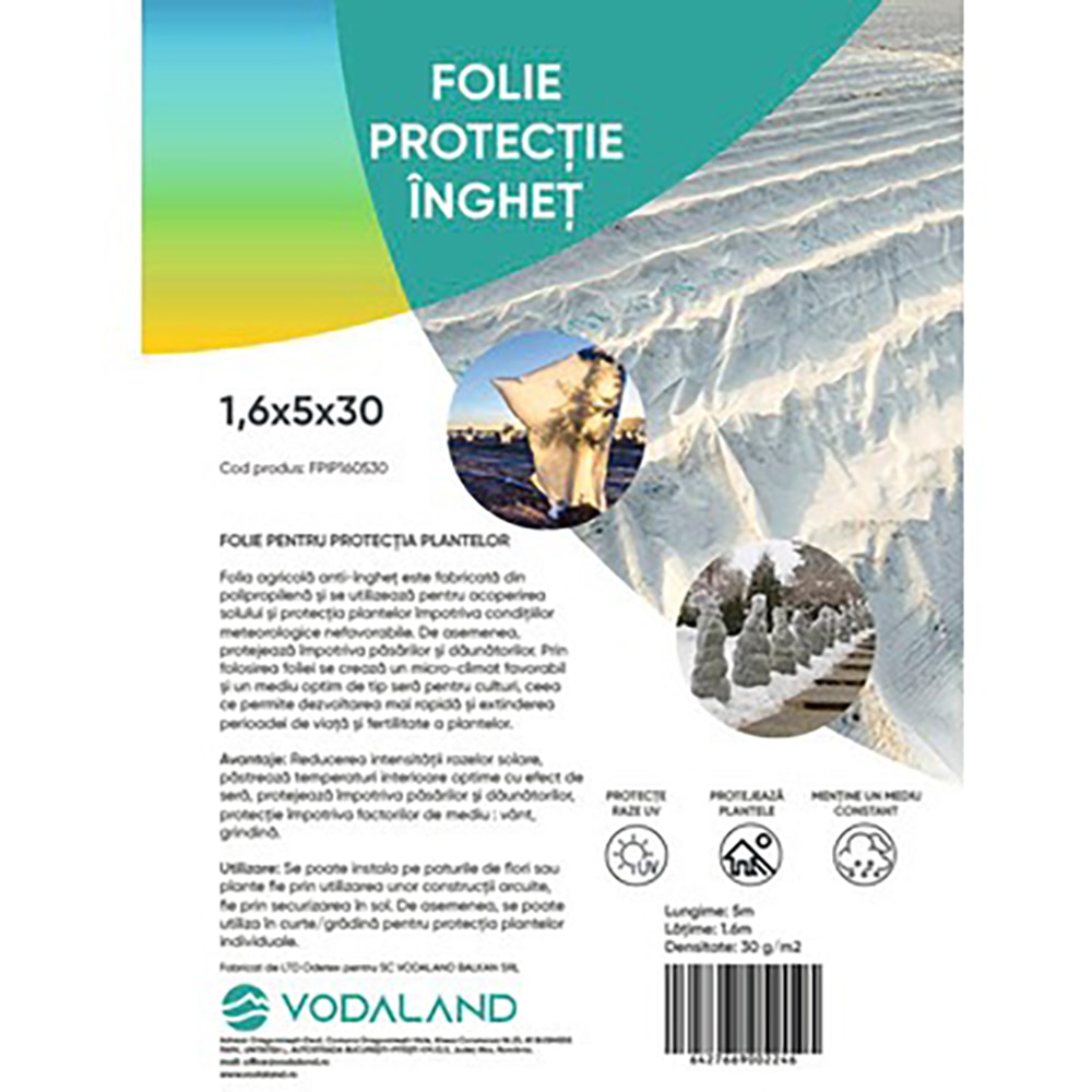 Folie protectie inghet Vodaland FPIP160530, 1.6 x 5 m, 30 g/mp