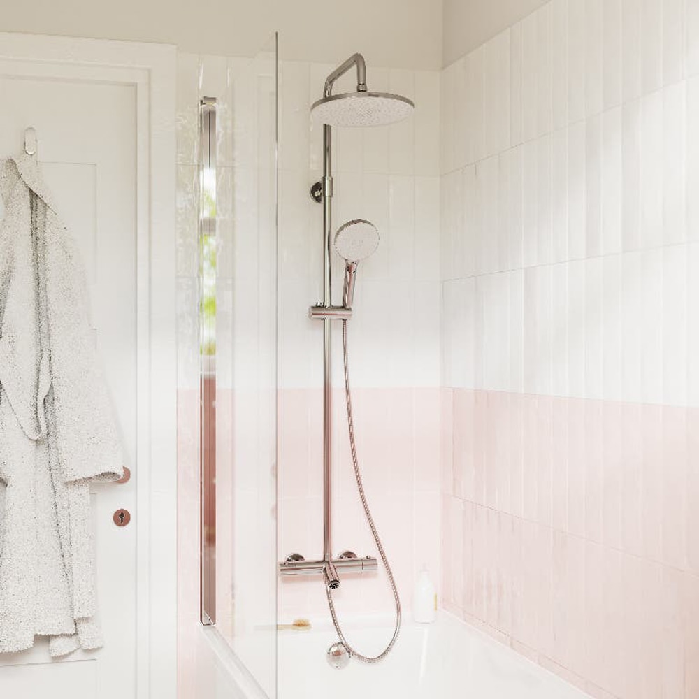 Sistem dus GOODHOME Anika, termostat, 3 functii, argintiu