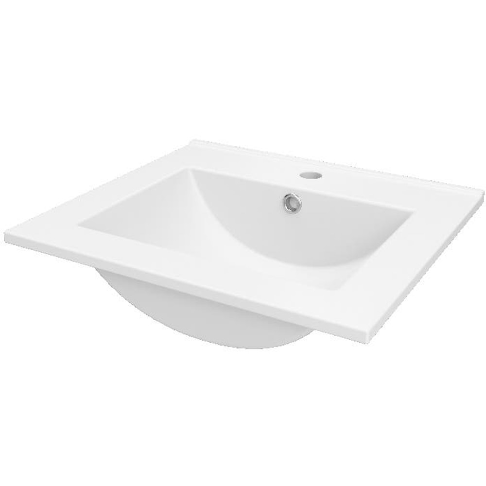 Lavoar baie GOODHOME Aruna, ceramica, 51.1 x 45.6 cm, alb lucios