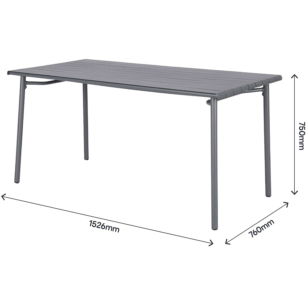 Masa terasa GOODHOME Lithari, otel, 152 x 76 x 75 cm, gri