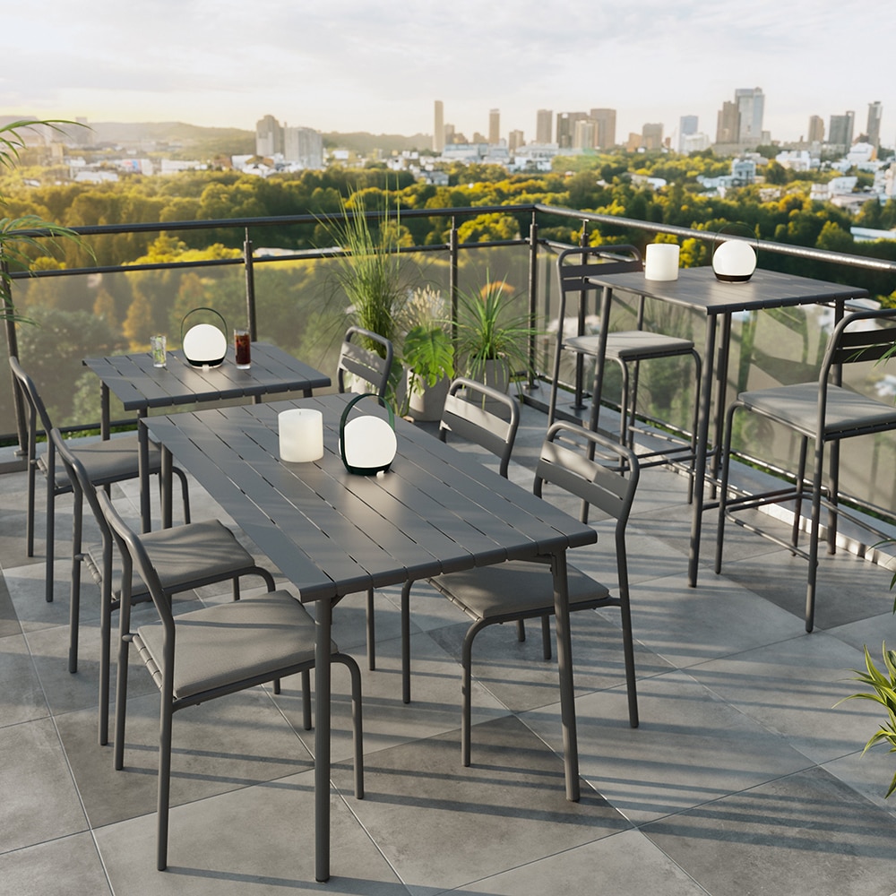 Masa terasa GOODHOME Lithari, otel, 152 x 76 x 75 cm, gri