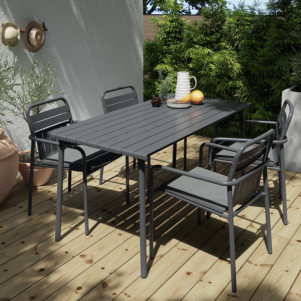 Masa terasa GOODHOME Lithari, otel, 152 x 76 x 75 cm, gri