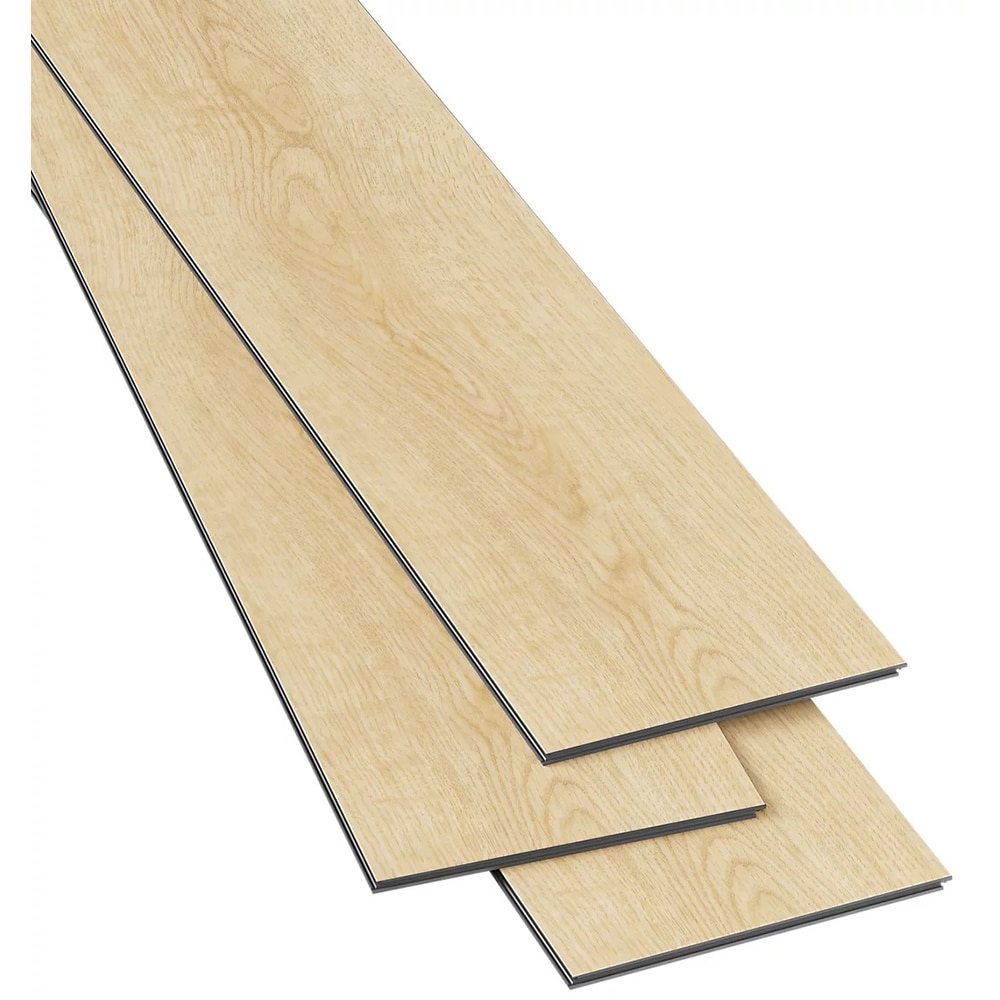 Parchet vinil compozit GOODHOME Mambo Lulea, 121.92 x 17.78 cm, 2.17 mp, maro deschis