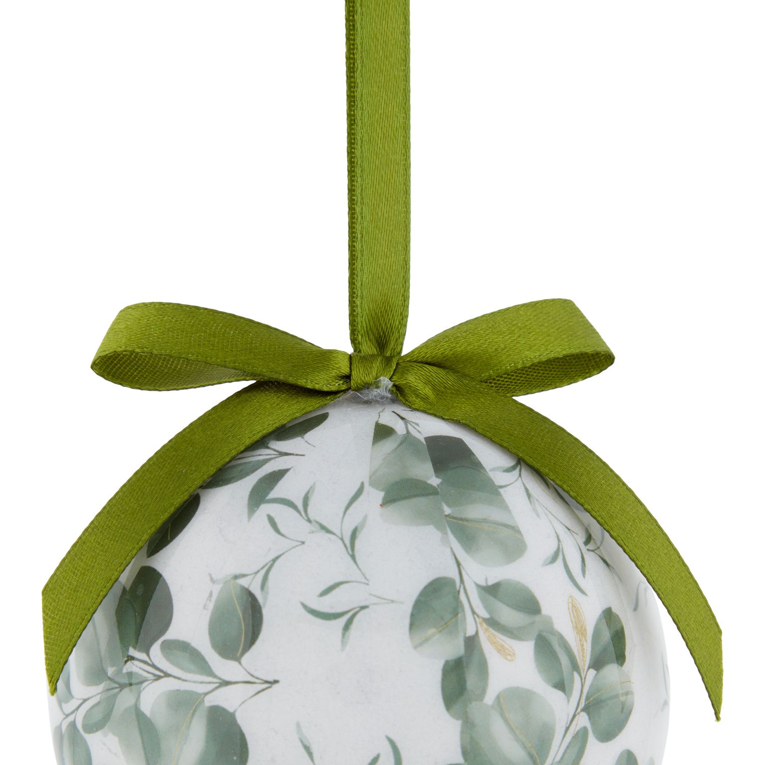 Glob de Craciun, plastic, 7.3 cm, verde-alb